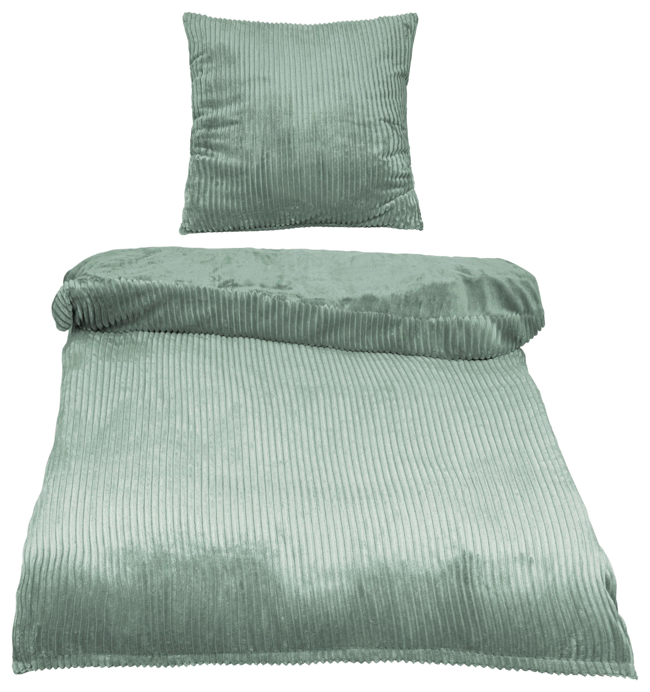 Lenjerie de pat Cordy, cca. 140x200/70x90 cm - verde jad, textil (140/200cm) - Modern Living