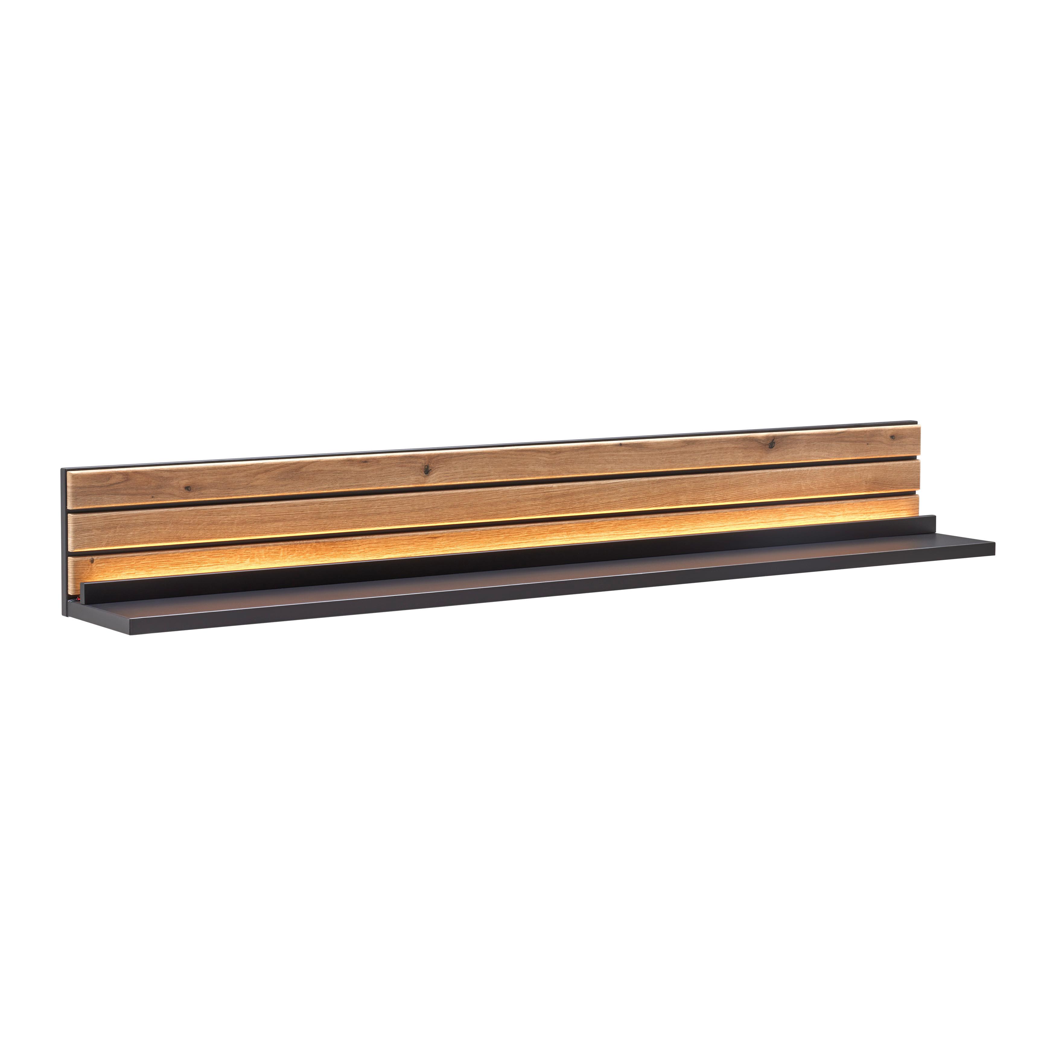 Wandboard Carreto in Schwarz/Eichefarben - Eichefarben/Schwarz, MODERN, Holzwerkstoff (150/20/20cm) - Premium Living