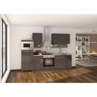 Küchenleerblock Mailand o. Geräte Graphitfarben - Silberfarben/Graphitfarben, MODERN, Glas/Holzwerkstoff (270cm) - Held