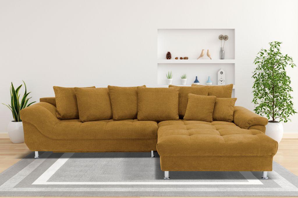Sarokkanapé Erice - sötétsárga, Design, textil (198/312cm)