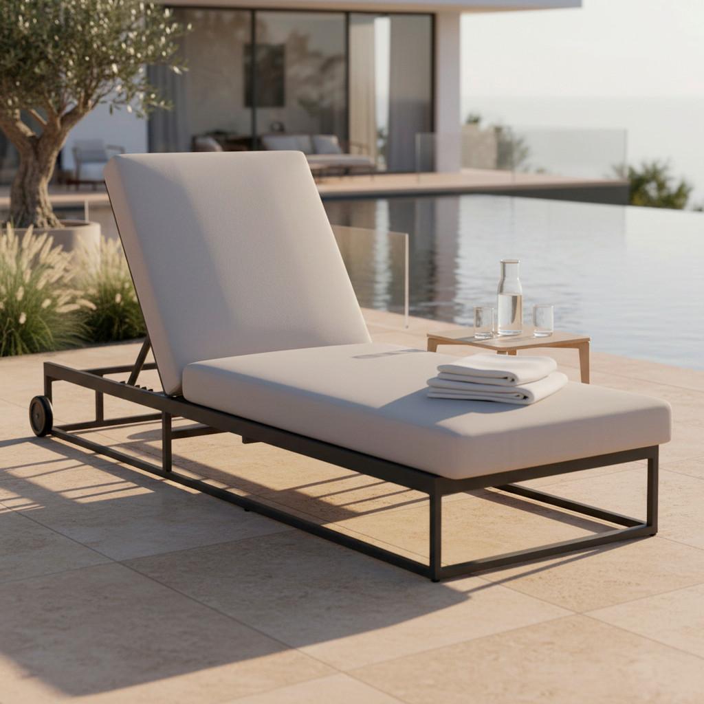 Gartenliege Berry Hellgrau Outdoorstoff/Metall - Hellgrau, MODERN, Kunststoff/Textil (200/45-83/72,5cm) - Bessagi Garden