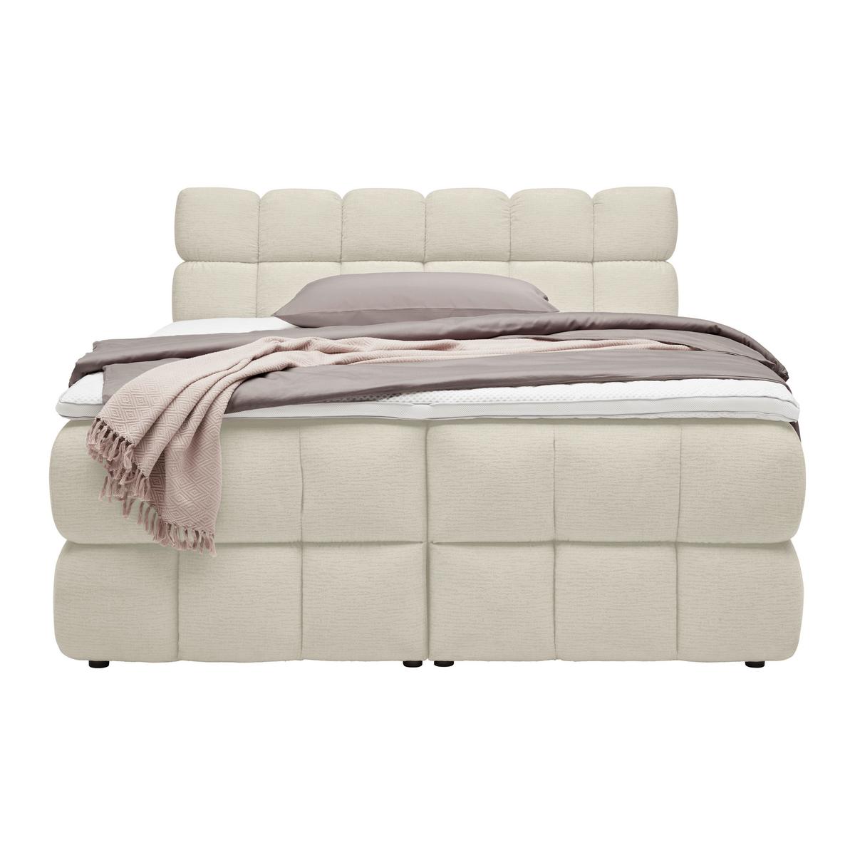Boxspringbett Bubble Box Taupe ca. 180x200cm - Beige/Schwarz, Konventionell, Holz/Textil (180/200cm) - Premium Living