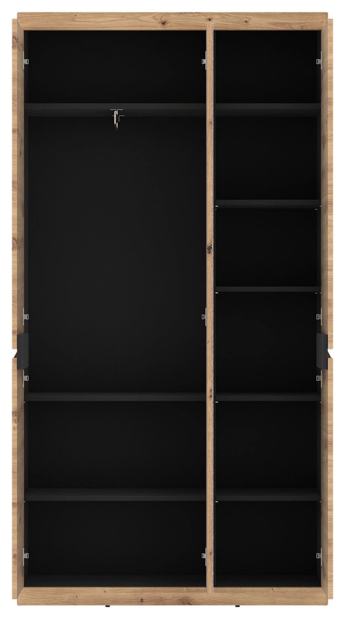 Garderobna Omara Turino, Barva Hrasta, Antracit - antracit/hrast artisan, Trend, umetna masa/steklo (103/196,5/39,9cm)