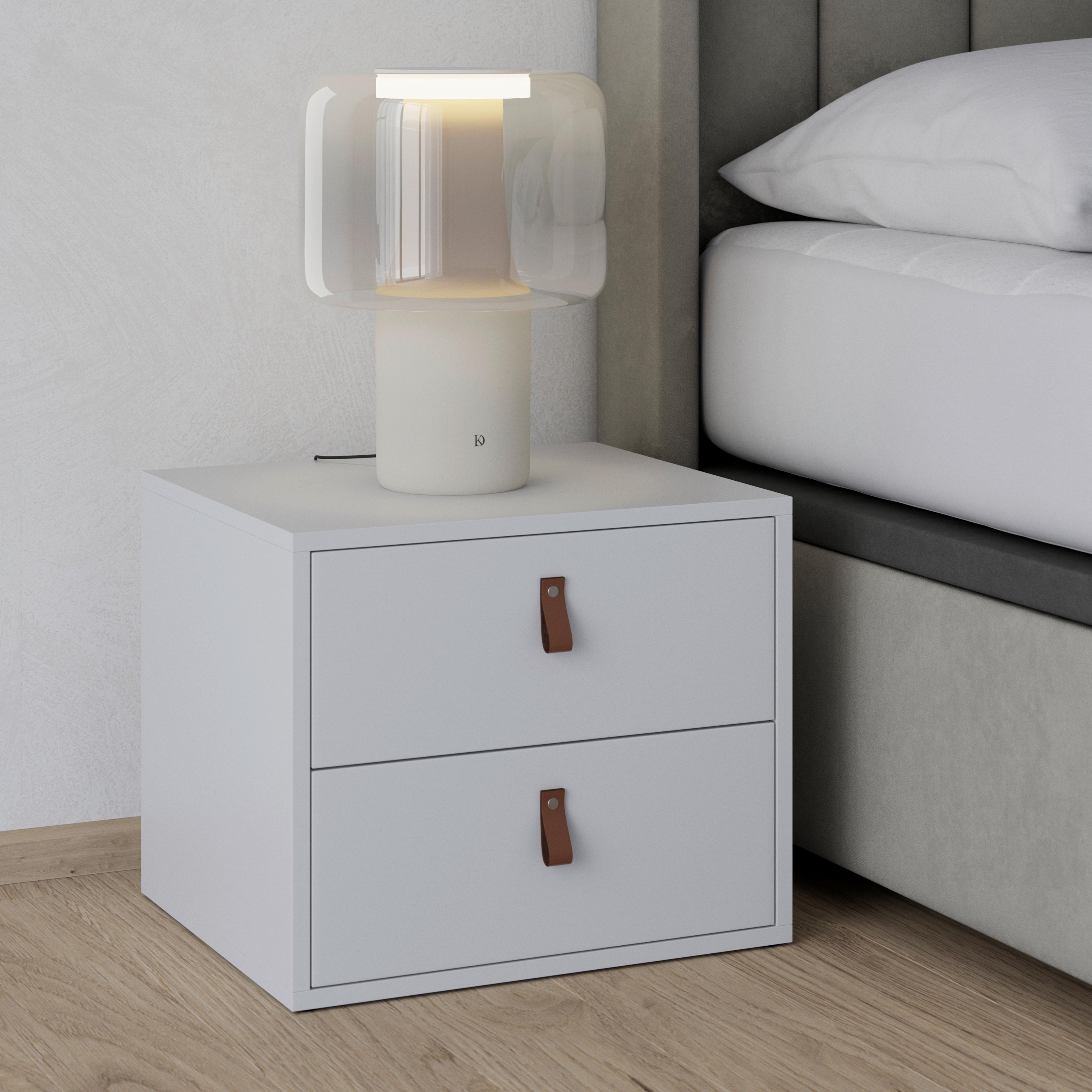 Nachtkästchen Mick Weiß MDF - Schwarz/Weiß, MODERN, Holzwerkstoff/Kunststoff (46/40/40cm) - Bessagi Home