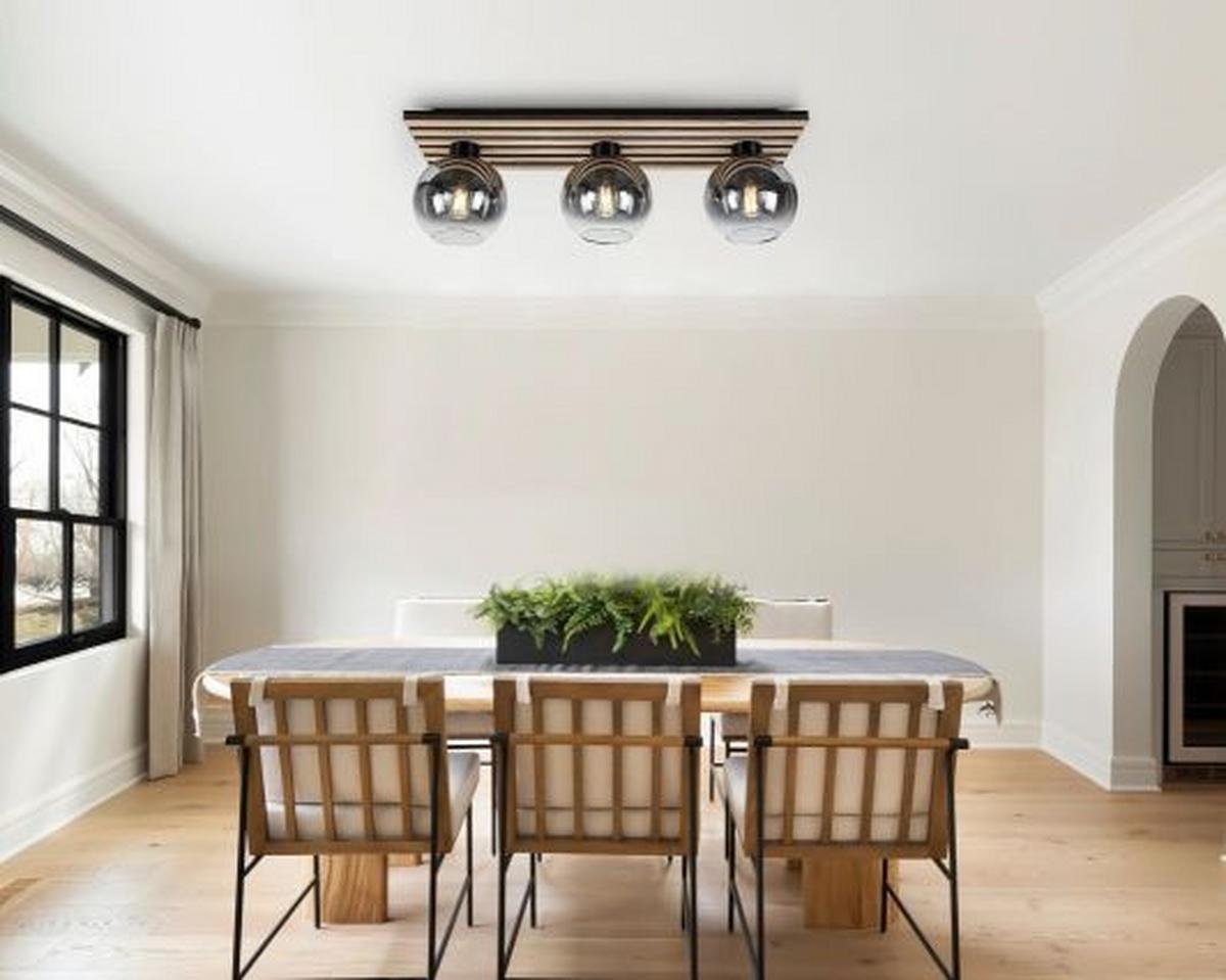 LAMPA SUFITOWA KENTUCKY *SBN* - kolor dębowy/czarny, Basics, materiał drewnopochodny/tworzywo sztuczne (75/23/23cm) - Novel