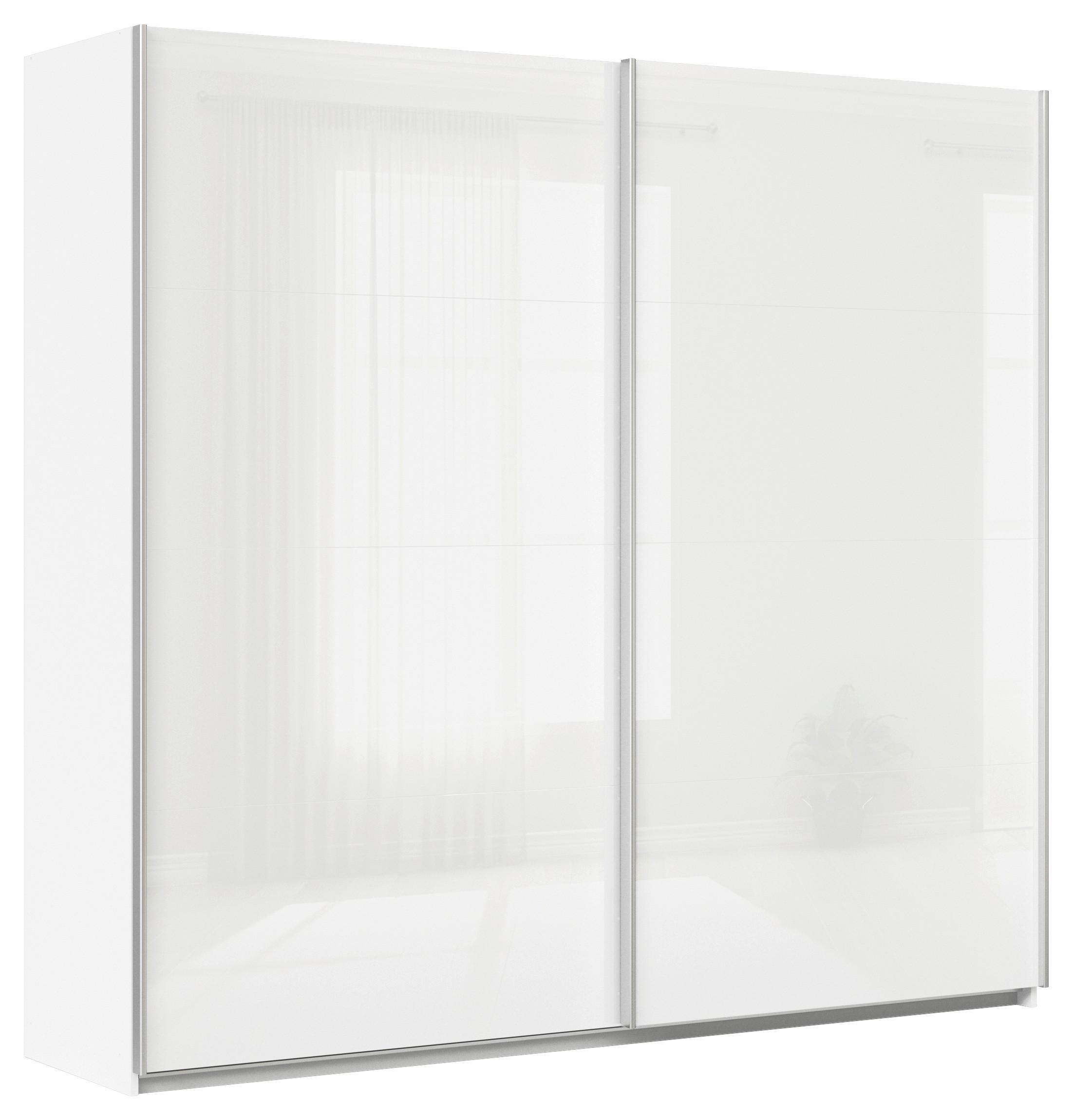 Ormar S Kliznim Vratima Feldkirch - bijela/bijela visoki sjaj, Moderno, staklo/drvni materijal (225/210/62cm)