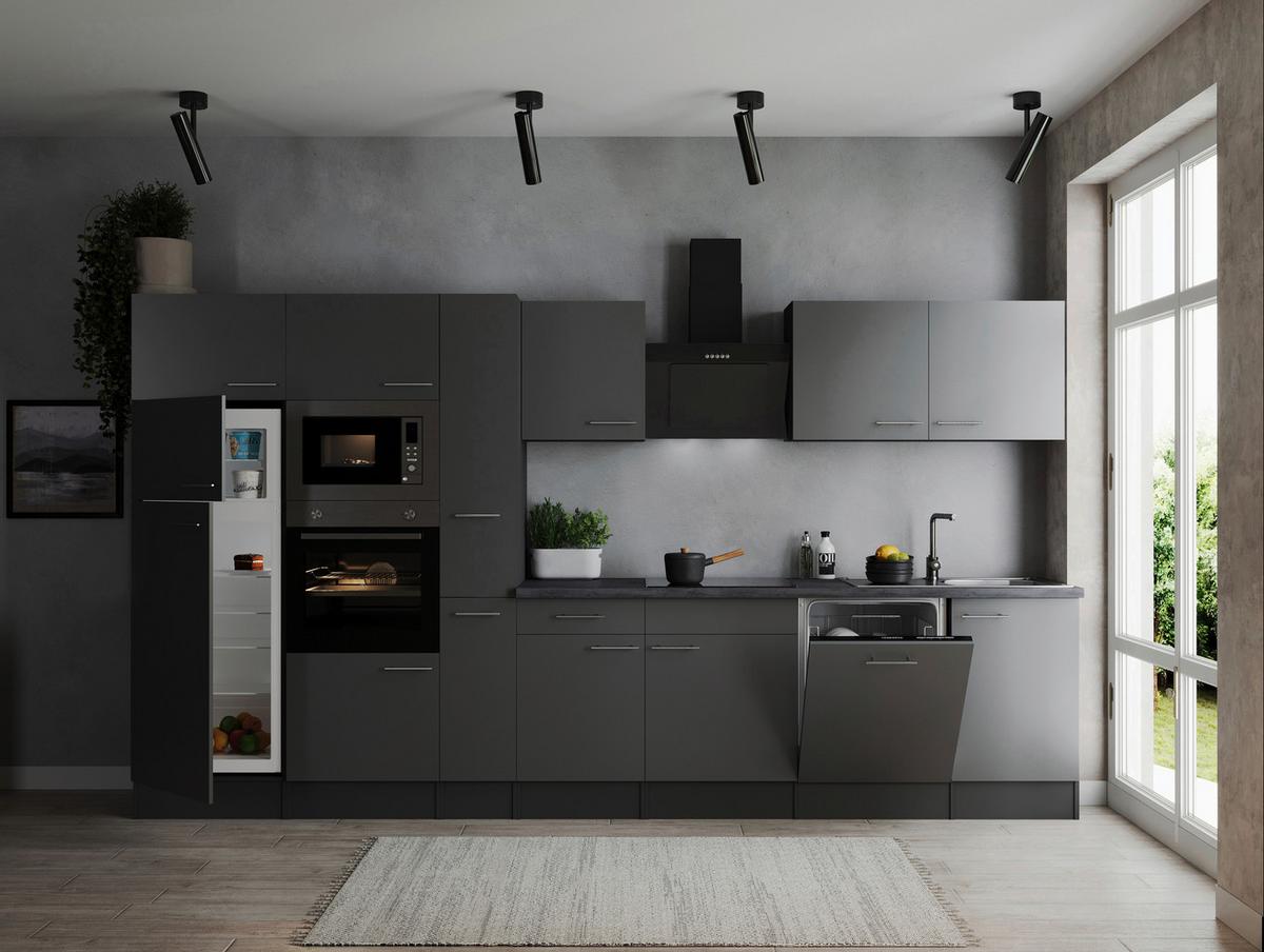 Kuhinjski Blok Z Aparati Oliver, 370cm - srebrne barve/siva, Design, kovina/leseni material (370cm) - Respekta