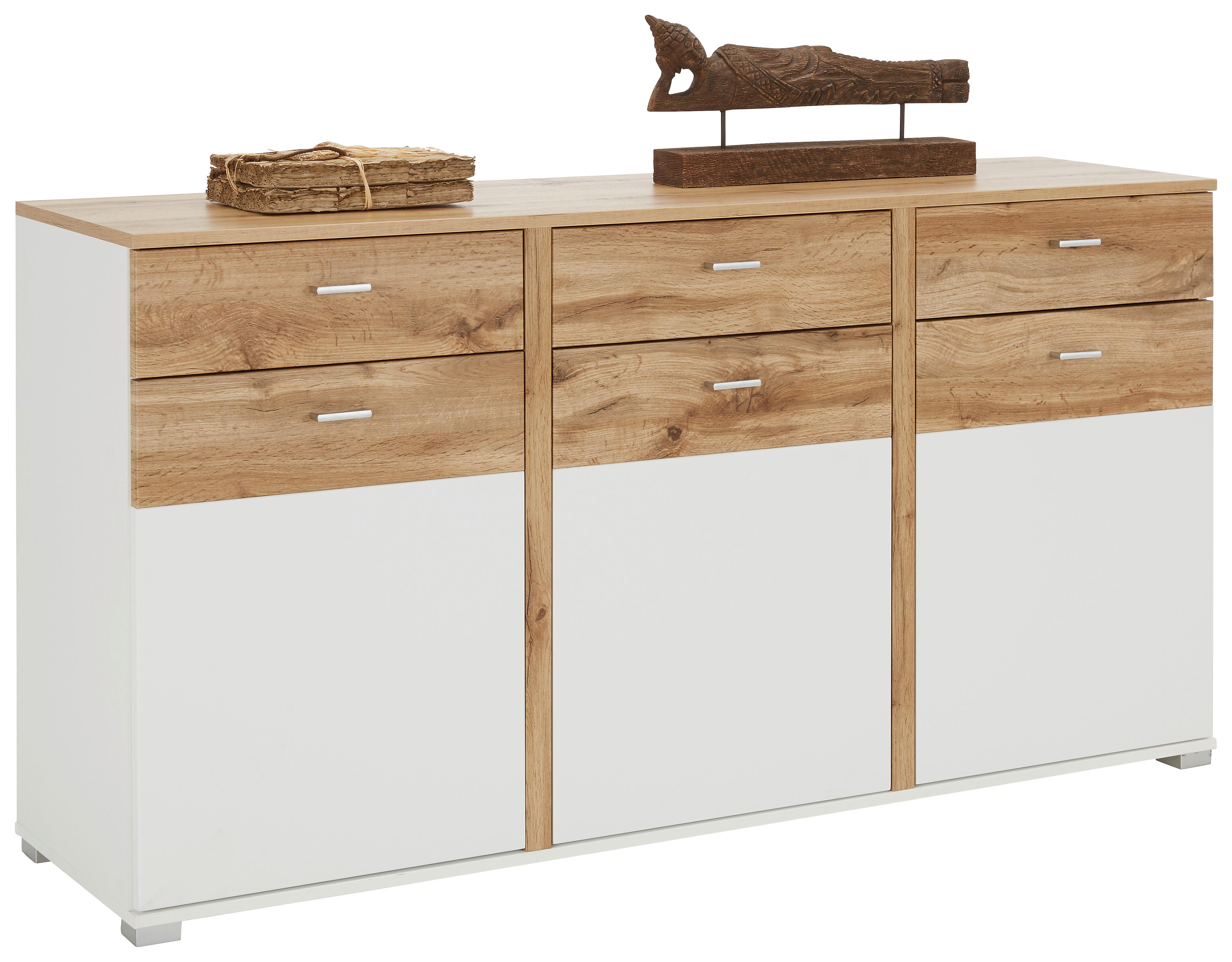 Sideboard in Eichefarben - Chromfarben/Weiss, Modern, Holzwerkstoff/Metall (170/87/43cm) - Mömax