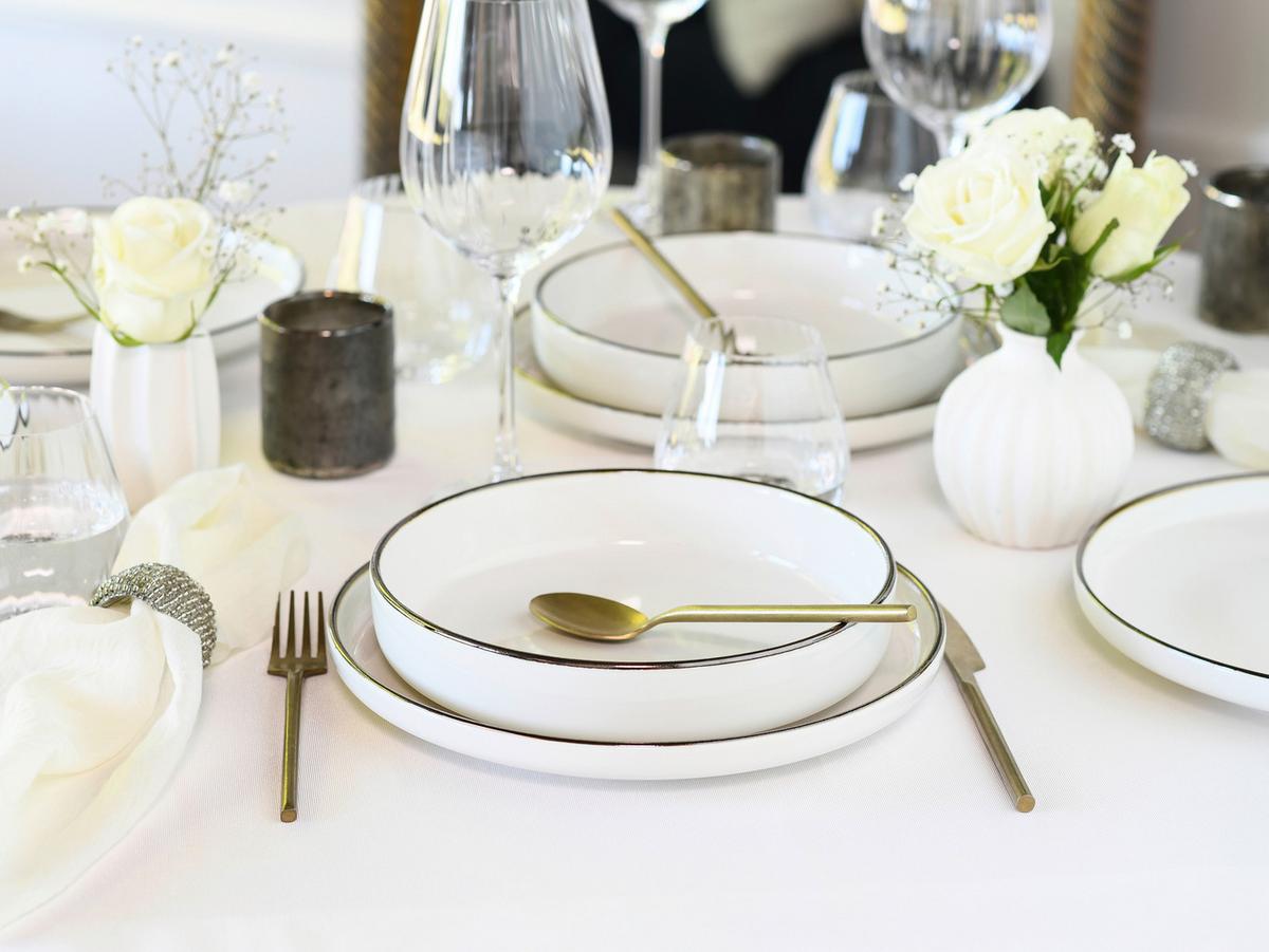 Kombiservice 24794 Nordic Festive Creme - Goldfarben/Creme, Basics, Keramik - Creatable