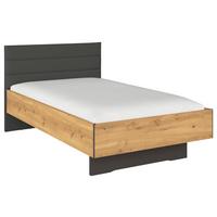 Postelja Endora, Barva Hrasta, Barva Grafita, 120x200 - temno siva/barve hrasta, Konvencionalno, leseni material/tekstil (120/200cm) - Xora