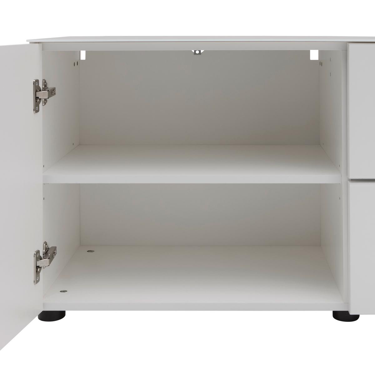 TV-Element Siena Weiß - Chromfarben/Schwarz, MODERN, Glas/Holzwerkstoff (226/55/40cm) - Premium Living