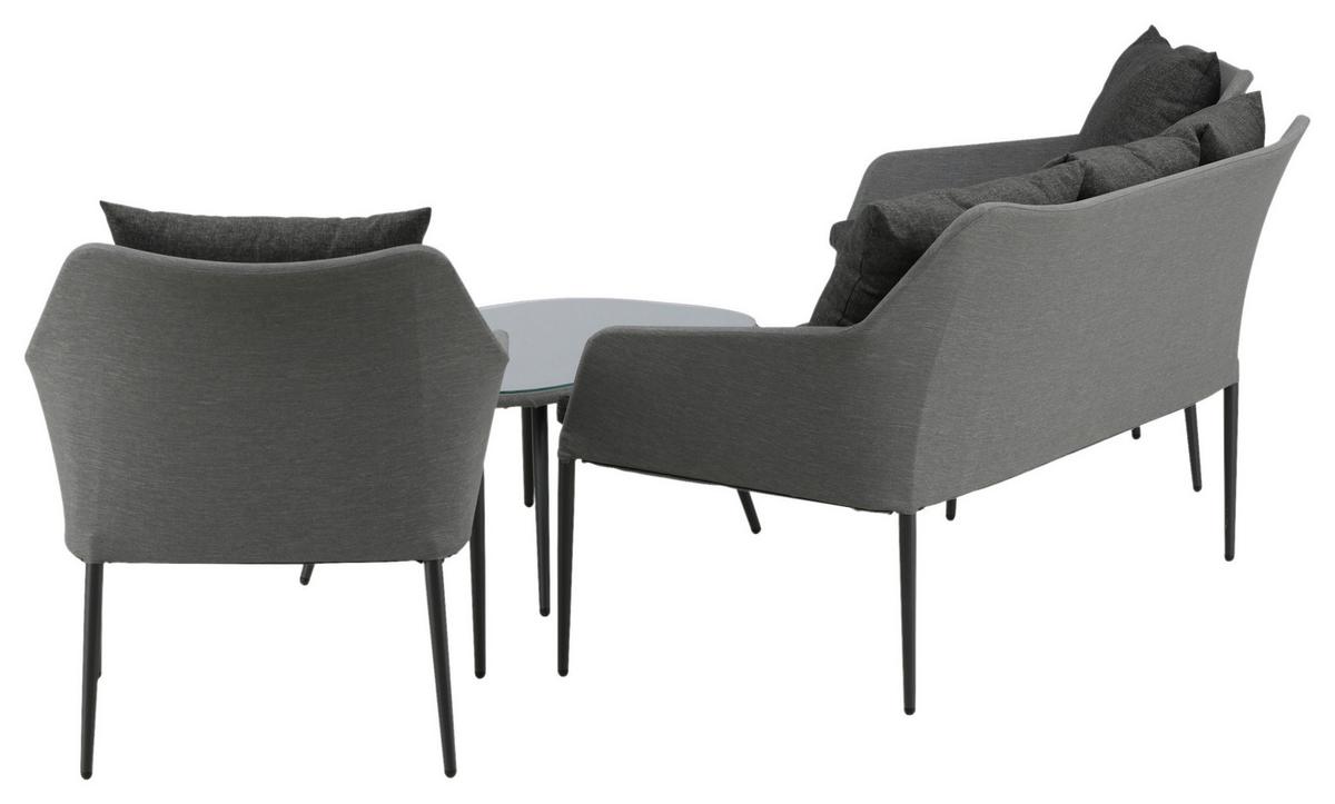 Loungegarnitur Spoga 4-tlg. Grau/Schwarz - Schwarz/Grau, KONVENTIONELL, Textil/Metall - Gardenson