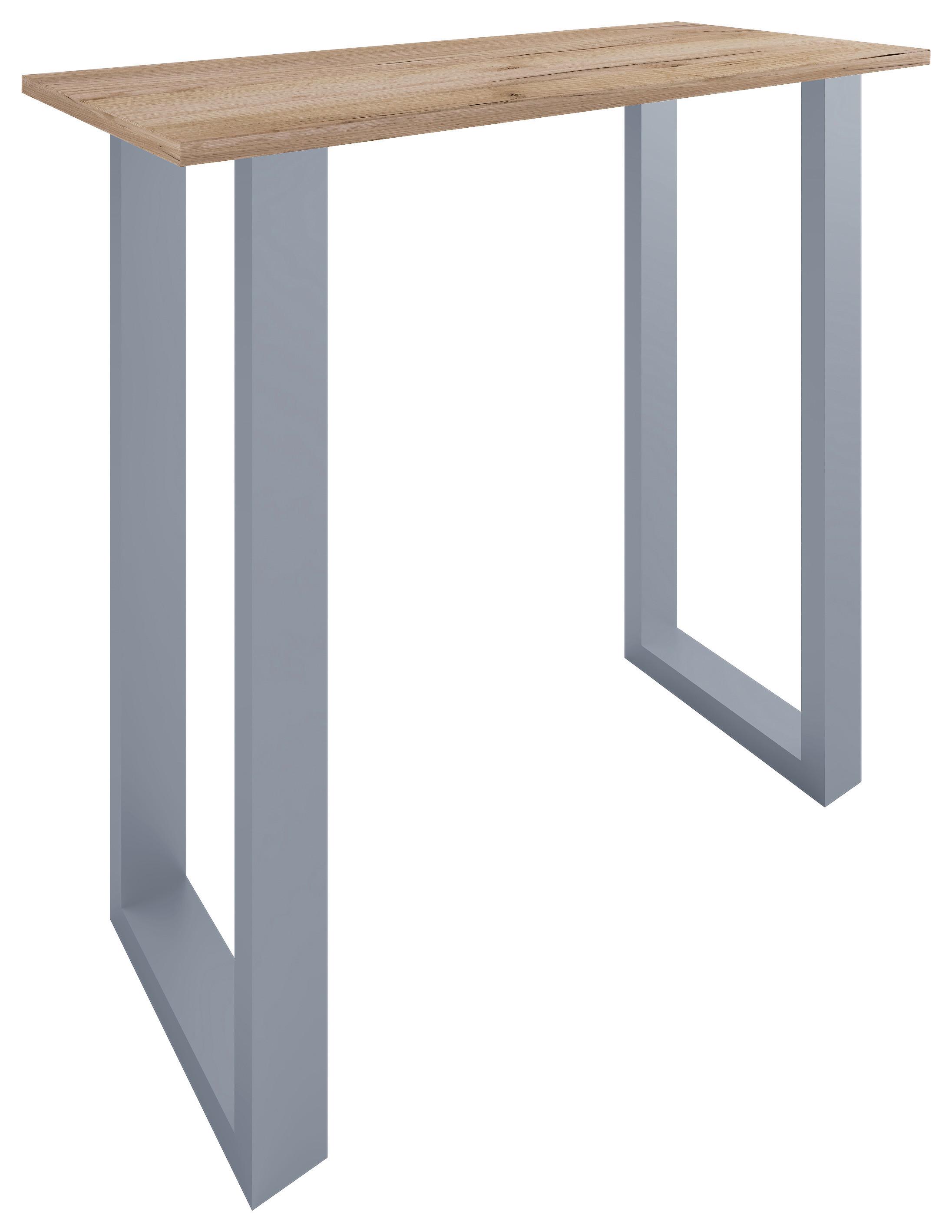 Bartisch XONA Silber/ Honigeiche ca.110x102x50cm - Honigeiche/Silberfarben, KONVENTIONELL, Holzwerkstoff/Metall (110/50/102cm)