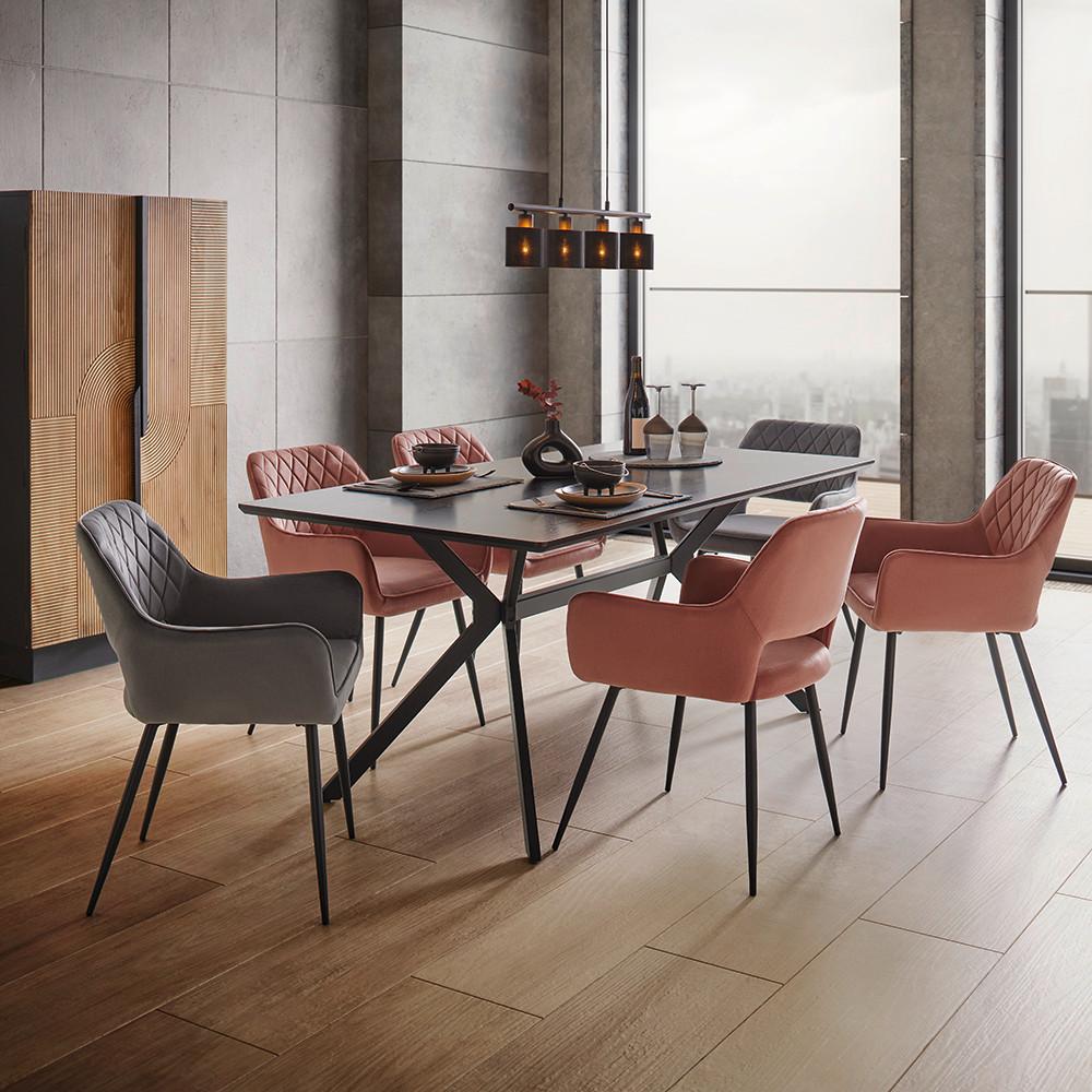 Esstisch Aragon Schwarz ca. 180x90x75cm - Schwarz, MODERN, Holzwerkstoff/Kunststoff (180/75/90cm) - Mömax