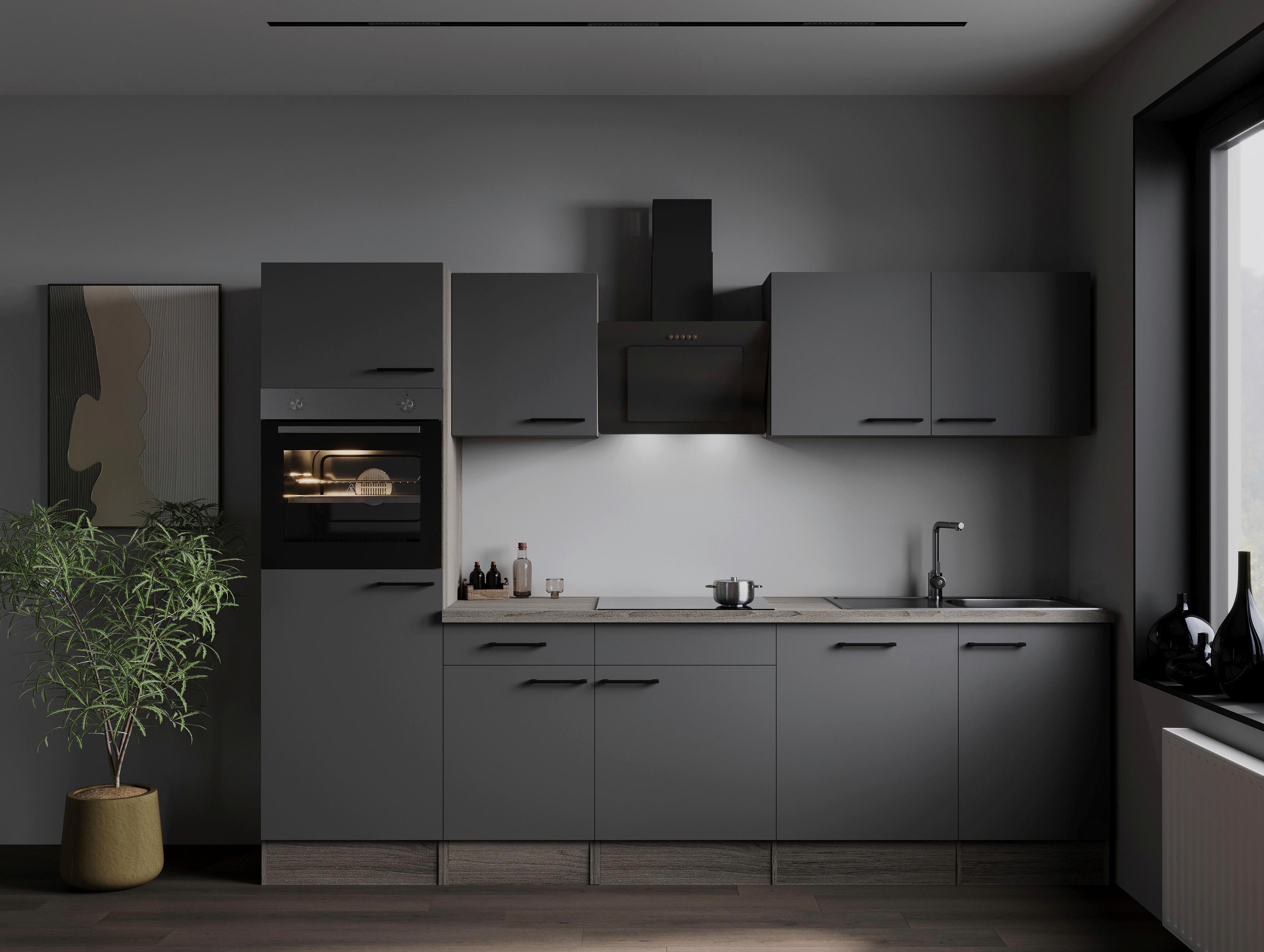 Kuhinjski Blok Z Aparati Oliver, 280cm - črna/siva, Design, kovina/leseni material (280cm) - Respekta