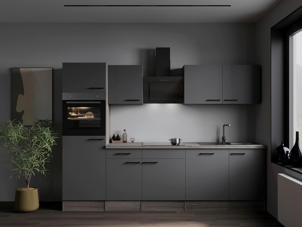 Kuhinjski Blok Z Aparati Oliver, 280cm - črna/siva, Design, kovina/leseni material (280cm) - Respekta