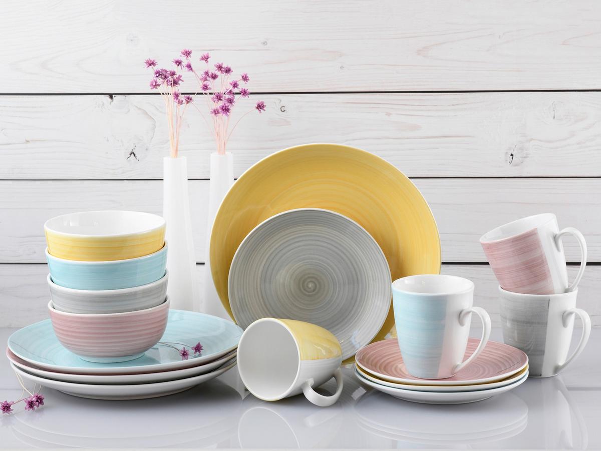 Kombinirani Servis Pastello Bunt, 16-Delni - večbarvno, keramika - Creatable