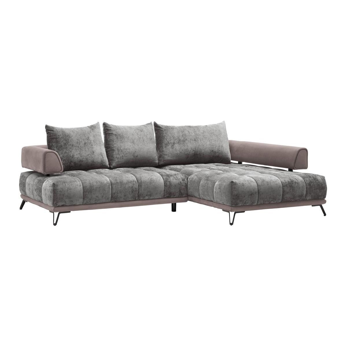 Ecksofa Morgan Grau - Schwarz/Grau, MODERN, Textil/Metall (262/184cm) - Mömax