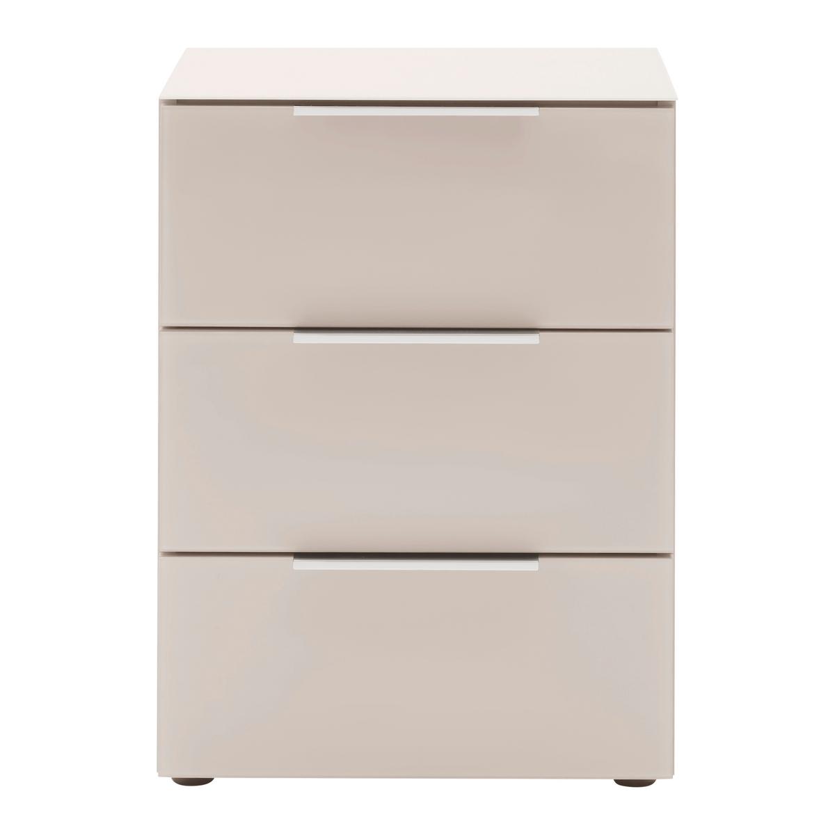 Nachtkästchen Siena Kaschmirfarben ca. 45x61x40cm - Kaschmir/Chromfarben, KONVENTIONELL, Glas/Holzwerkstoff (45/61/40cm) - Premium Living