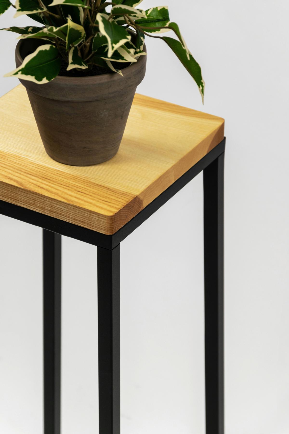 Blumenständer Schwarz - Schwarz, Basics, Holz/Metall (19/62/19cm)