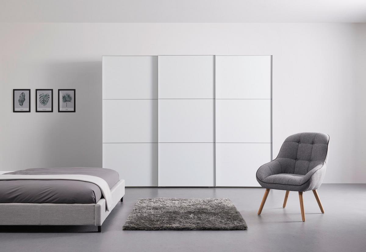 SZAFA PRZESUWNA/PODWIESZ.DRZWI PRIMO - biały/kolor aluminiowy, materiał drewnopochodny/metal (249/222/68cm) - Moderano