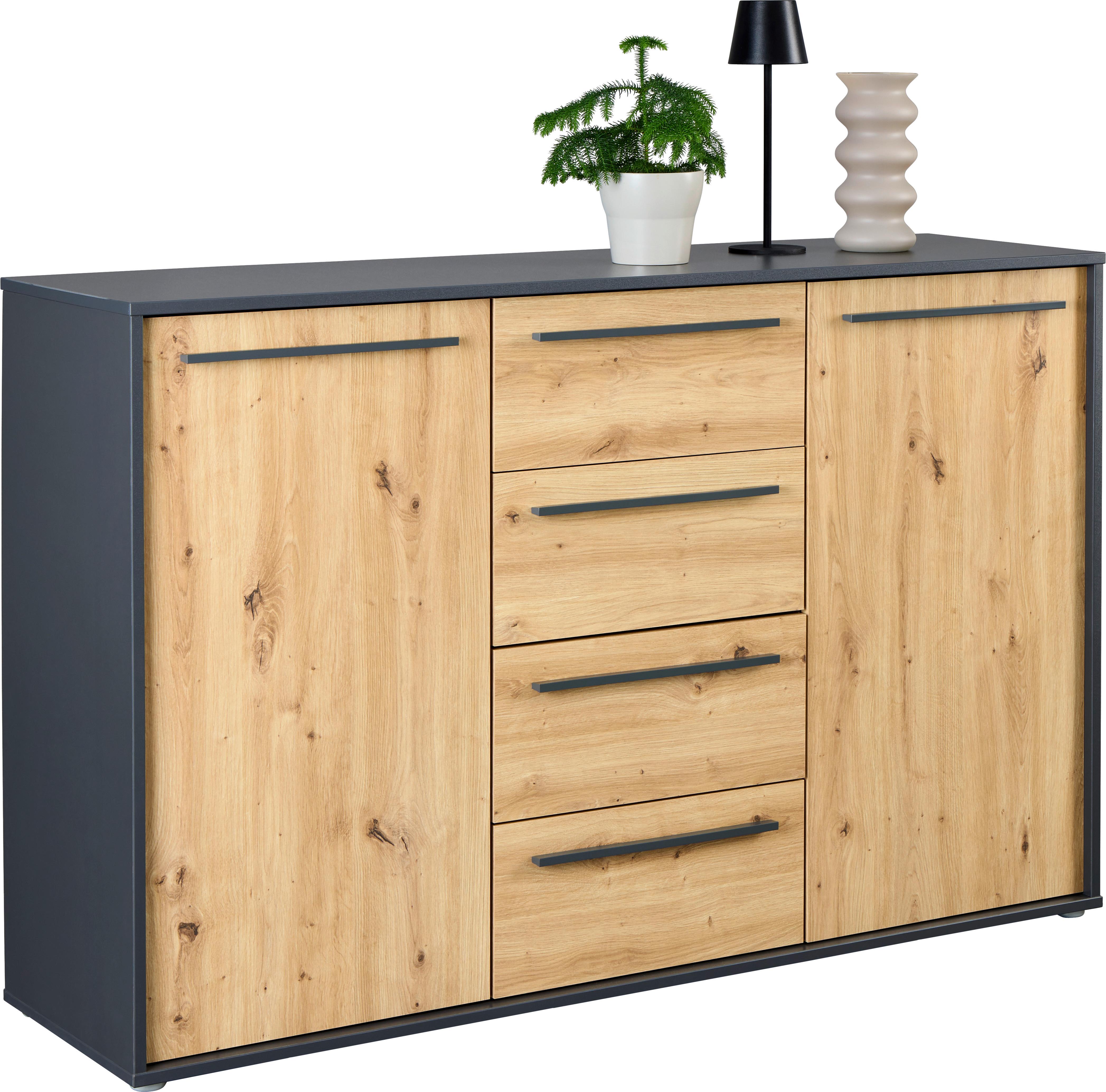 Comodă ADRIANO 3 - stejar Artisan/antracit, Trend, material pe bază de lemn (149/94,8/41,2cm) - Modern Living