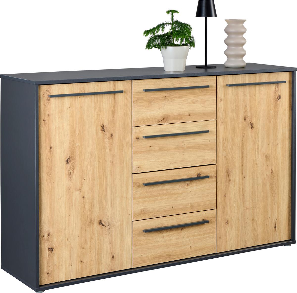 Comodă ADRIANO 3 - stejar Artisan/antracit, Trend, material pe bază de lemn (149/94,8/41,2cm) - Modern Living