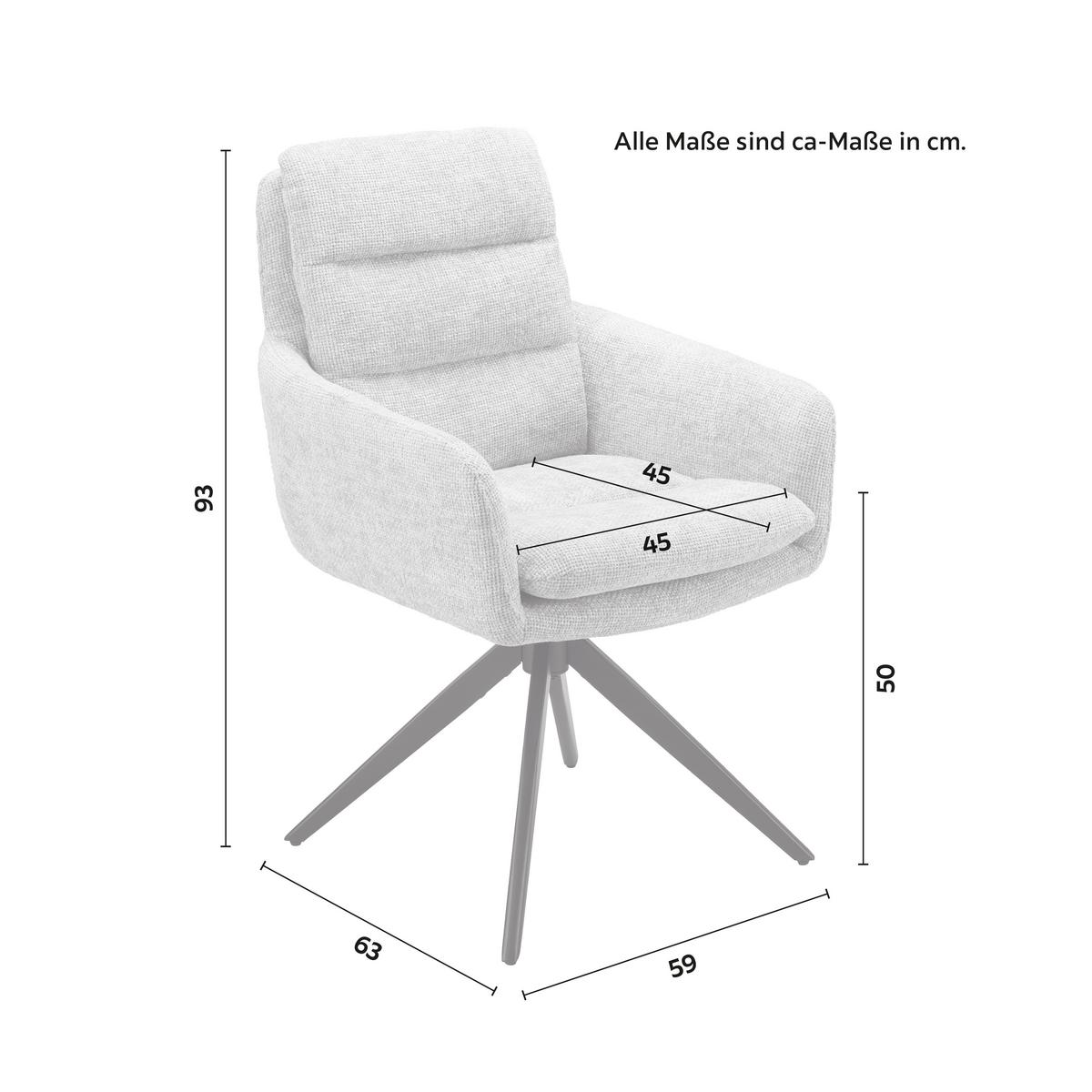 Armlehnstuhl Laurin Hellgrau Webstoff Drehbar Gepolstert - Hellgrau, MODERN, Holz/Textil (59/93/63cm) - Bessagi Home