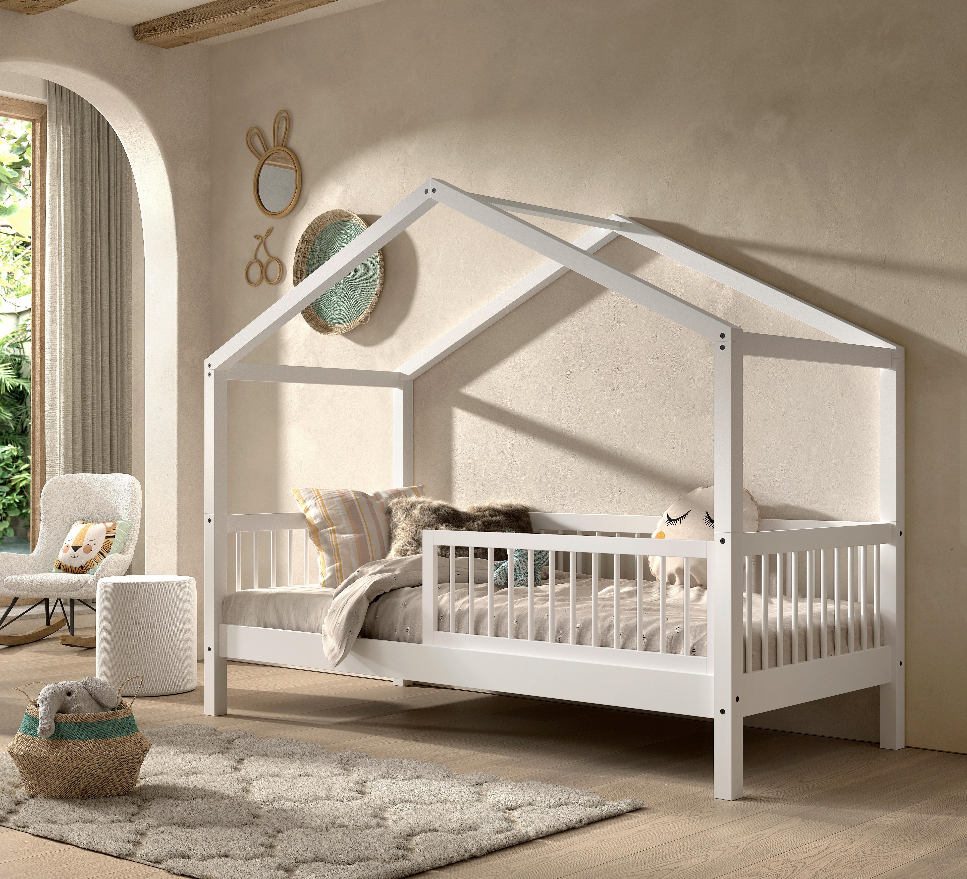 Hausbett FORREST Weiß ca. 90x200 cm Echtholz Buche - Naturfarben/Weiß, MODERN, Holz (90/200cm) - Vipack