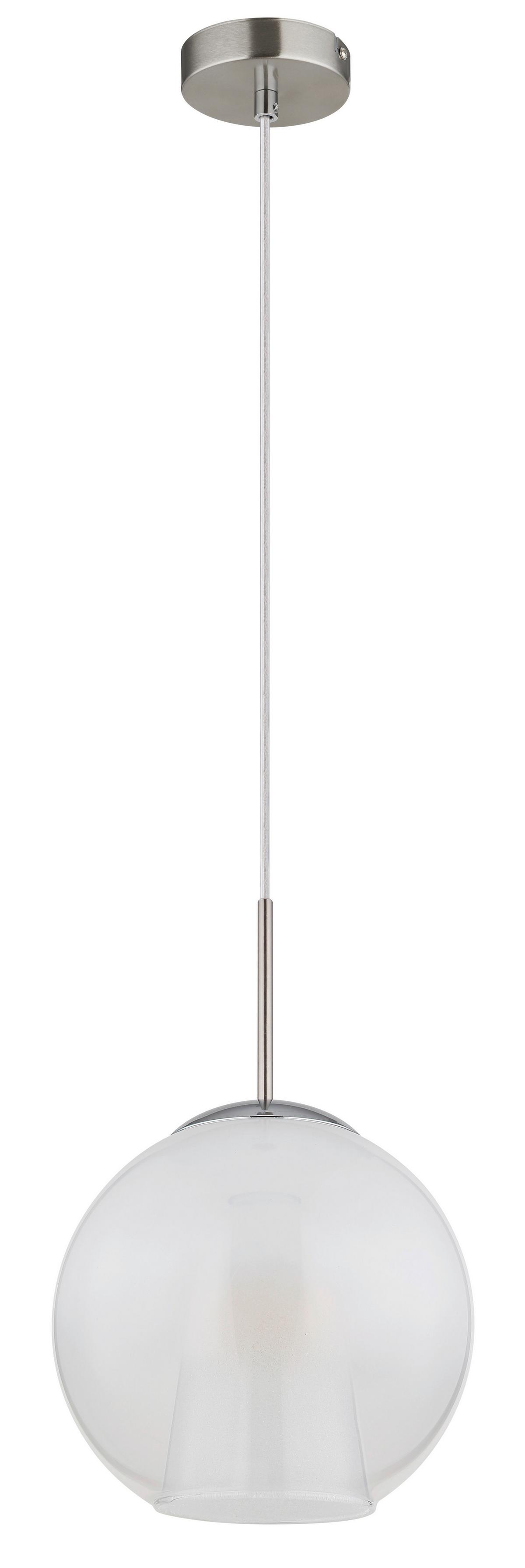 Viseća Svjetiljka Barry - bijela/boje nikla, Basics, staklo/metal (25/120cm) - Globo