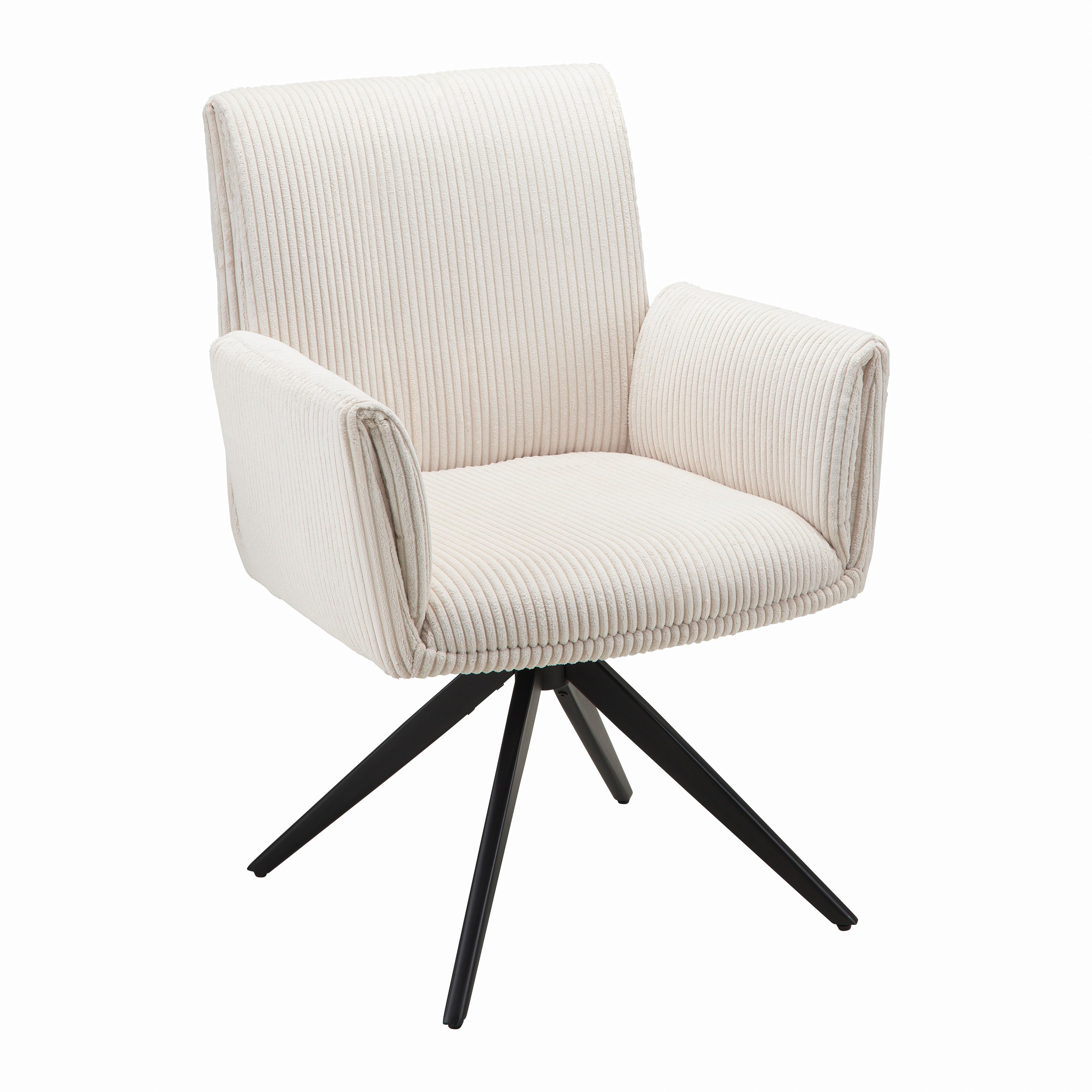 Armlehnstuhl Rosalia Beige Cord Drehbar Gepolstert - Beige/Schwarz, MODERN, Holz/Textil (65/87,5/61,5cm) - Bessagi Home