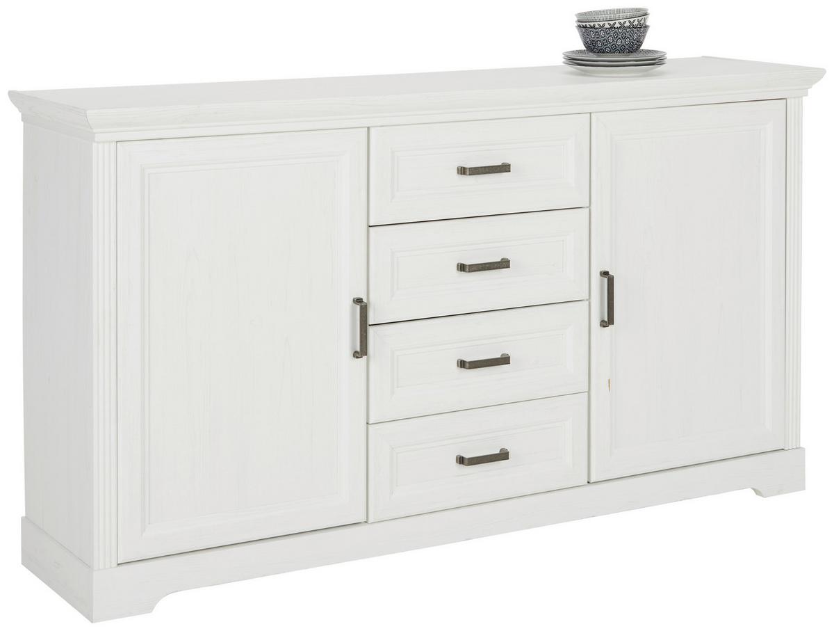 Kommode in Weiss - Weiss/Schwarz, Romantik / Landhaus, Holzwerkstoff/Kunststoff (164/90/41cm) - Zandiara