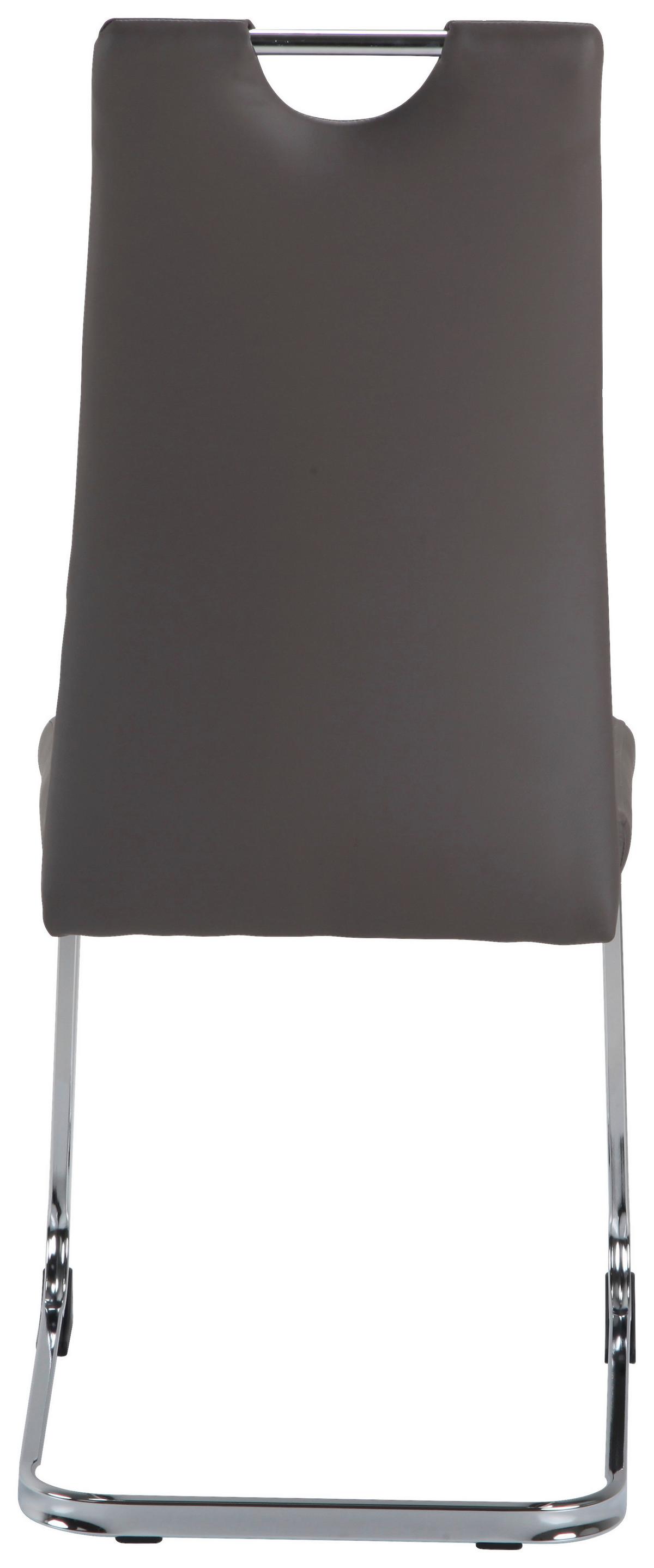 KRZESŁO NA PŁOZIE LEANDER - taupe/kolor chromowy, Design, metal/tkanina (42/99/56cm) - P & B