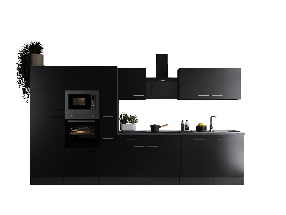 Kuhinjski Blok Z Aparati Oliver, 370cm - srebrne barve/črna, Design, kovina/leseni material (370cm) - Respekta