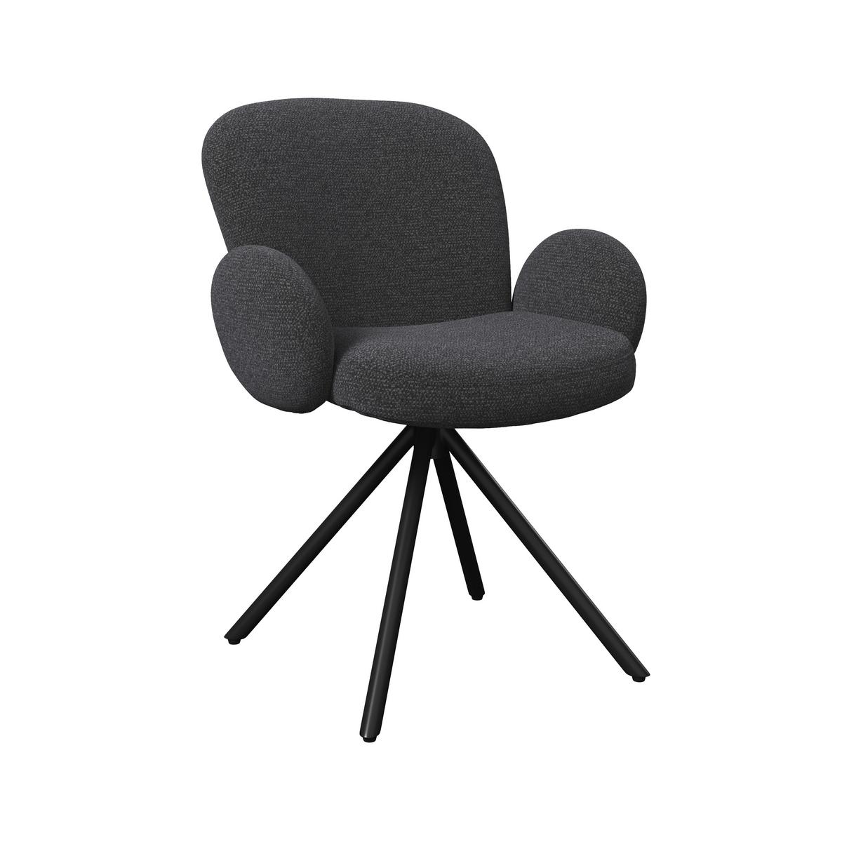 Armlehnstuhl Josea Dunkelgrau Chenille Drehbar Gepolstert - Dunkelgrau/Schwarz, MODERN, Holz/Textil (64/85/63cm) - Bessagi Home