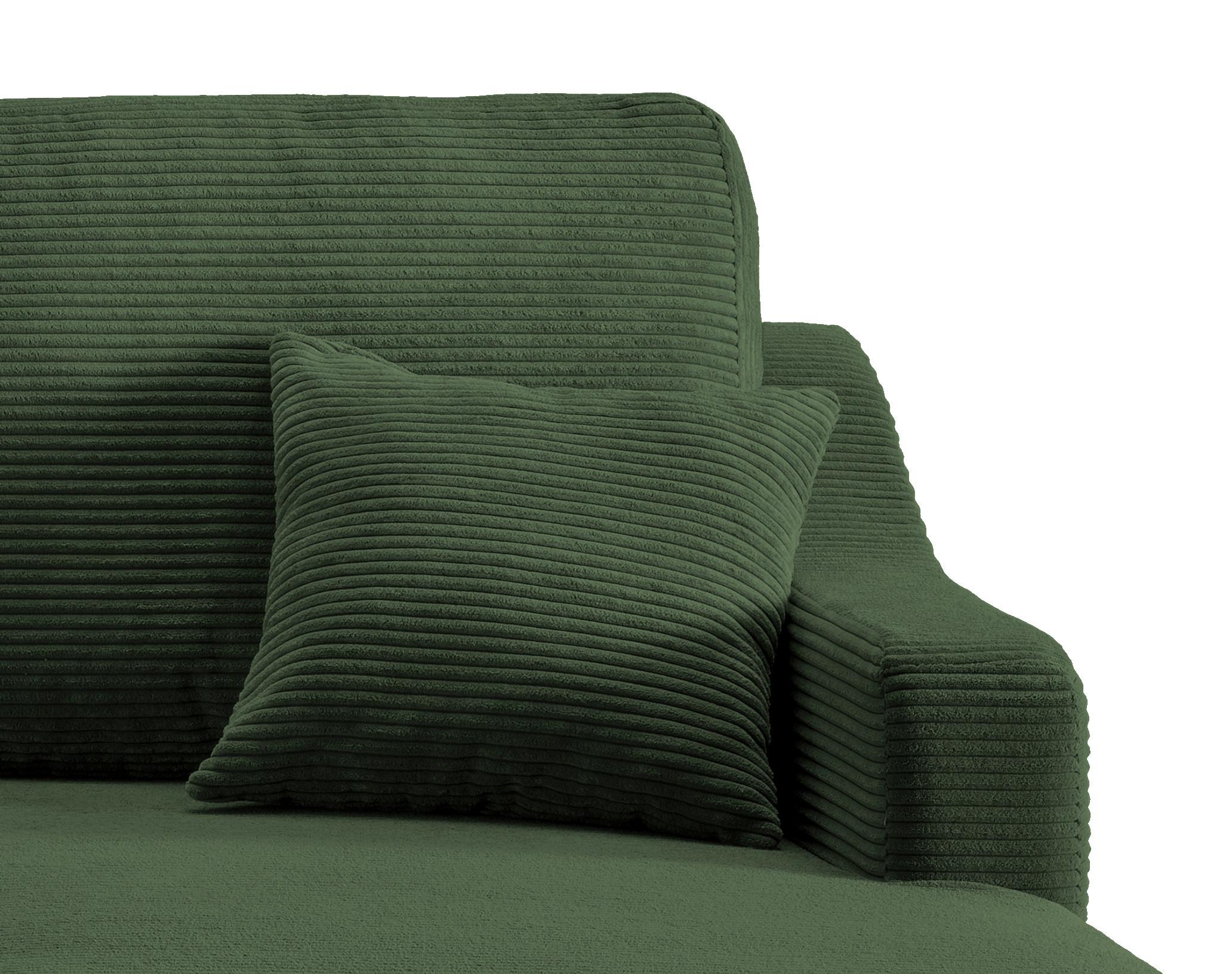 Ecksofa Valentina Cord ca. 228x150 cm Dunkelgrün - Dunkelgrün/Naturfarben, Design, Holz/Textil (228/150cm) - P & B