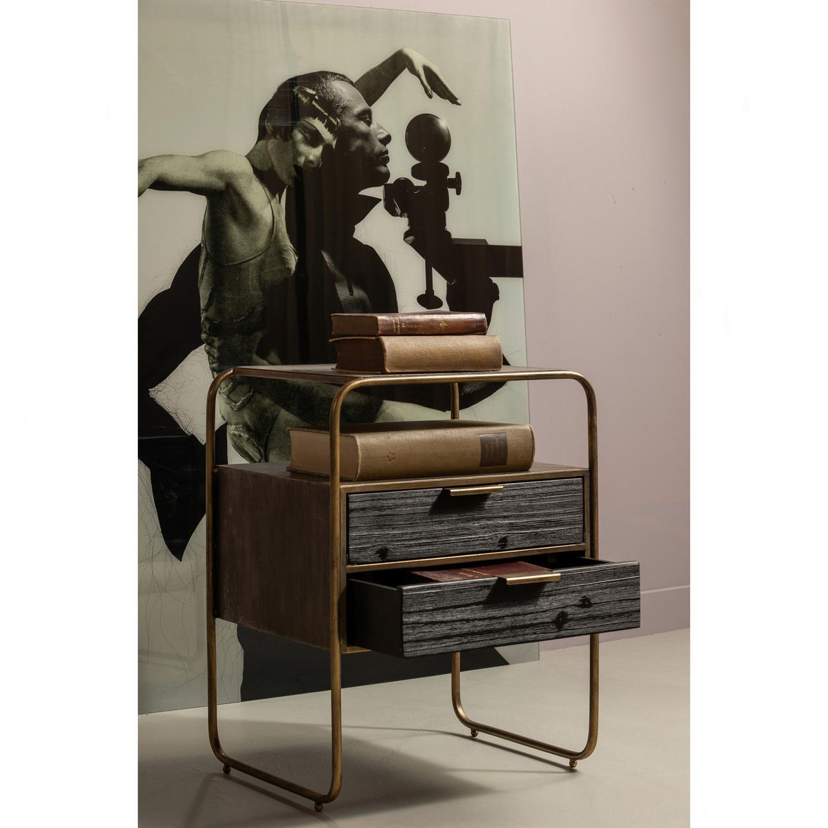 Nachttisch Polite, Messingfarben B: 45 cm - Messingfarben/Schwarz, Design, Metall (45/38/62cm) - Livetastic