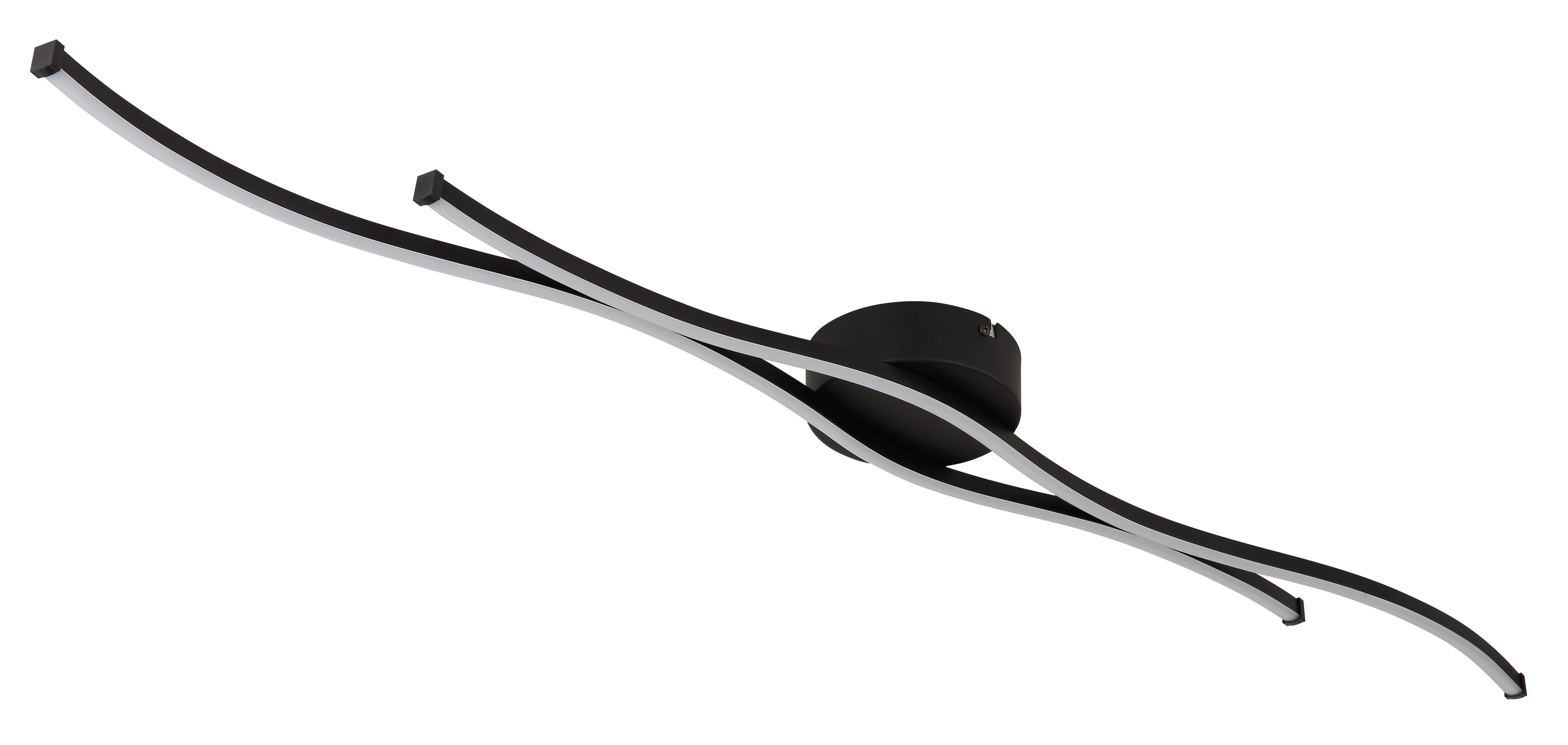 LED-DECKENLEUCHTE 67336-30 - Opal/Schwarz, Design, Kunststoff/Metall (110,4/13/5,6cm) - Globo