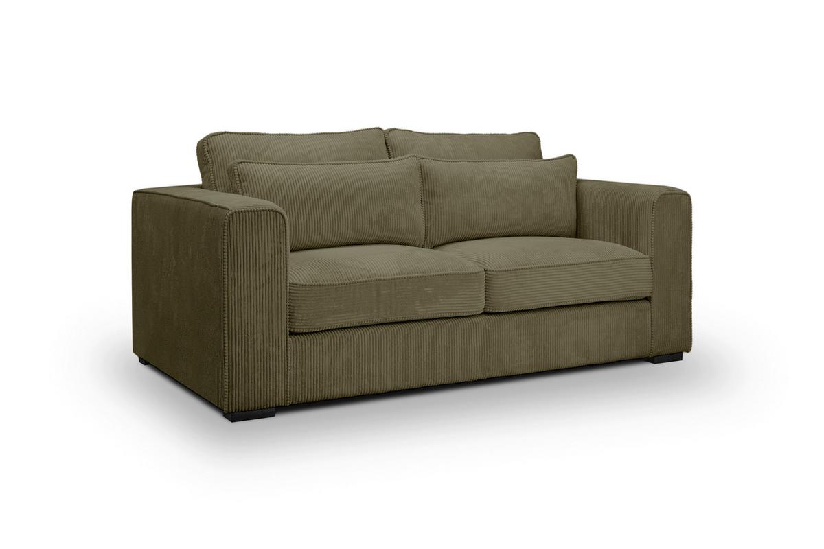 2,5-Sitzer-Sofa Almera Khaki - Khaki/Schwarz, Basics, Holz/Textil (200/92/112cm) - MID.YOU