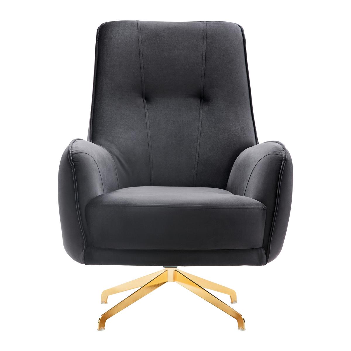 Sessel Aile in Schwarz/Goldfarben - Schwarz, LIFESTYLE, Textil/Metall (80/100/85cm) - Based