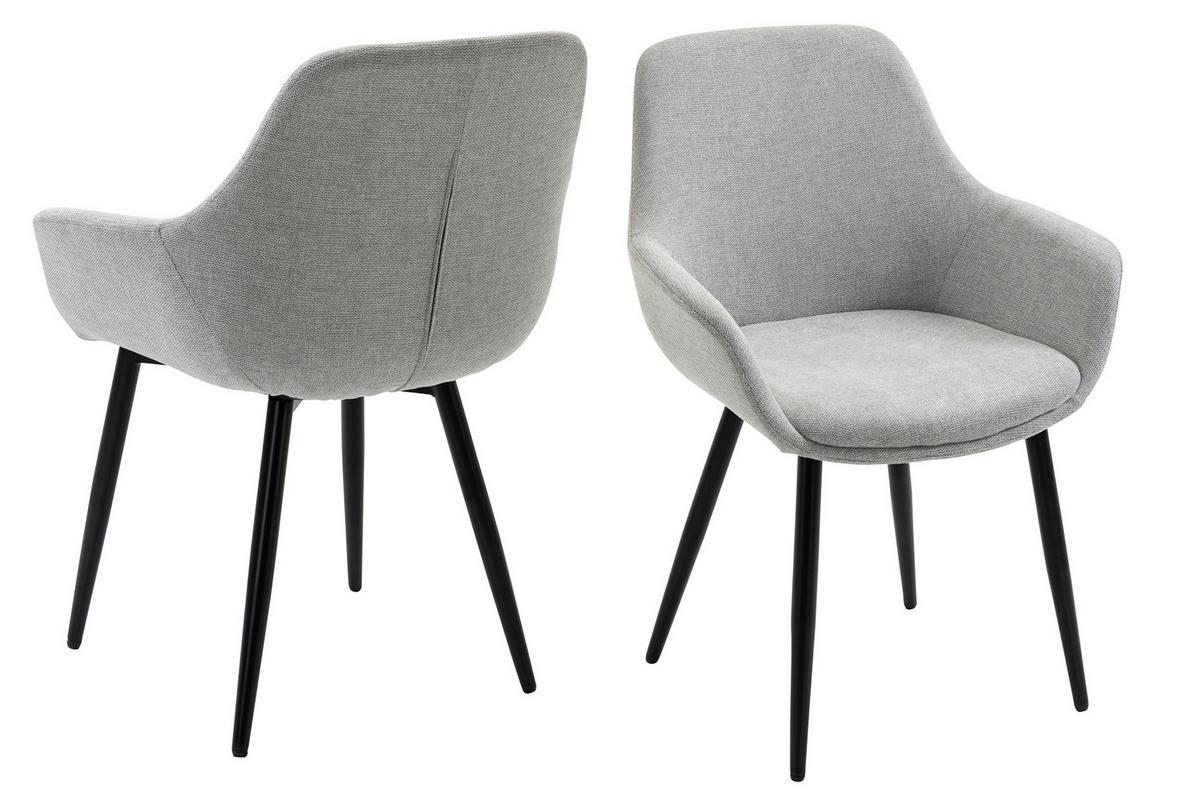 Set Naslanjačev Lena, Svetlo Siva, 2-Delni - črna/svetlo siva, Moderno, kovina/tekstil (64/86/59cm) - Livetastic