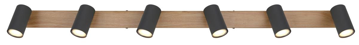 Reflektor Robby - črna/barve grafita, Natur, kovina/les (115/6/12cm) - Globo