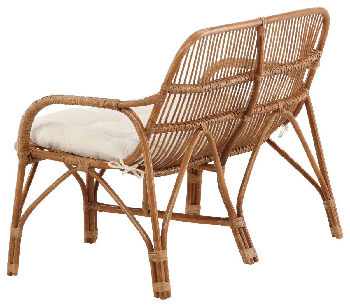 Loungsofa Nella Rattan ca. 130x93x82 cm - Weiß/Naturfarben, KONVENTIONELL, Holz (130/93/82cm) - Gardenson