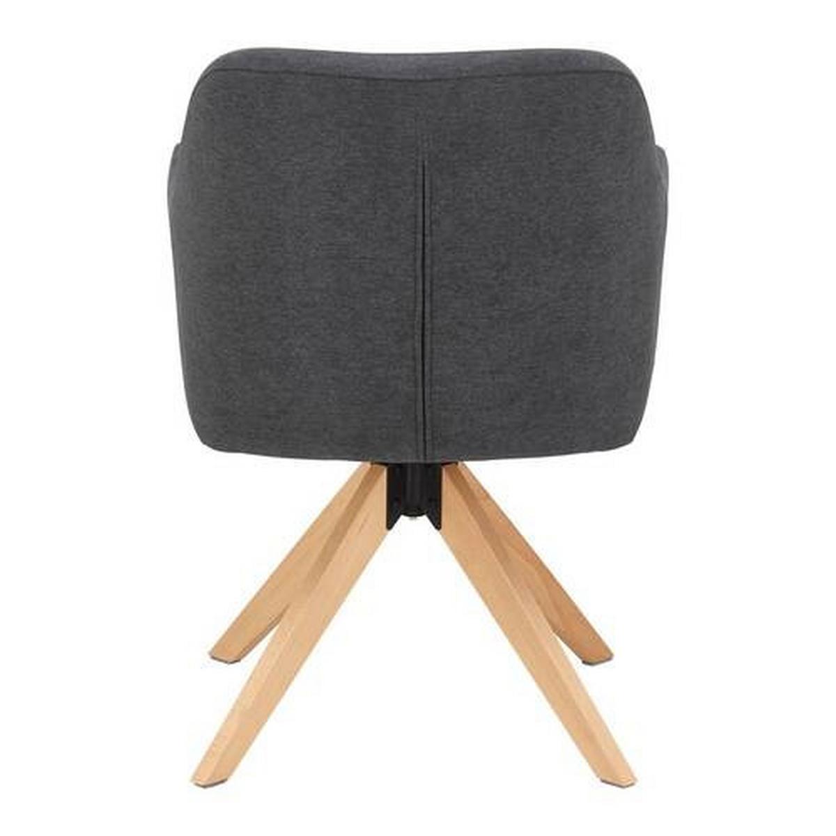 Armlehnstuhl Lucita Dunkelgrau Samt Drehbar Gepolstert - Dunkelgrau/Naturfarben, MODERN, Holz/Textil (59/88/60cm) - Bessagi Home