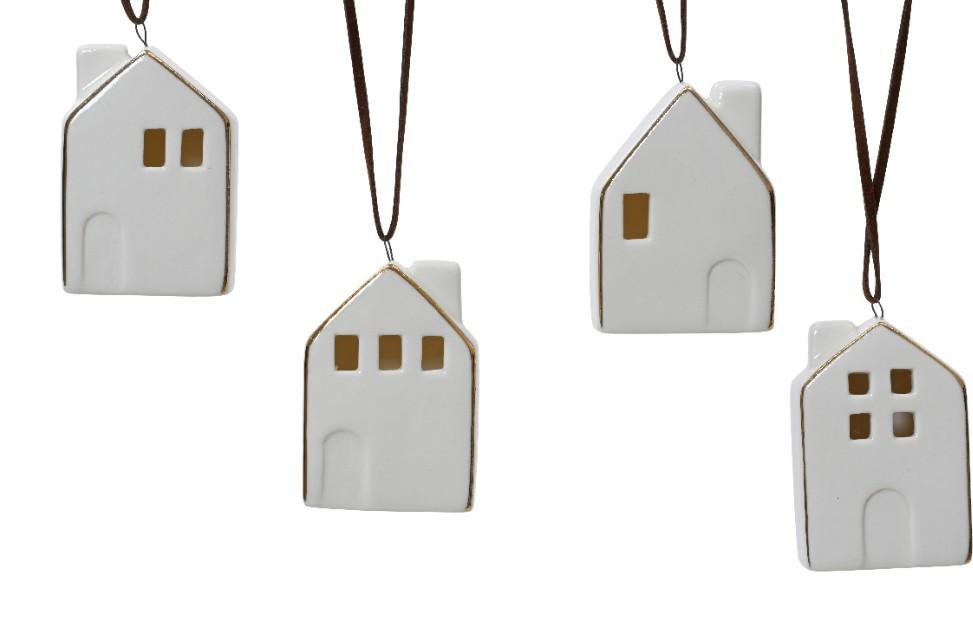 Ornamente brad de Crăciun Wish - alb, Basics, ceramică (4,00/2,50/5,50cm)