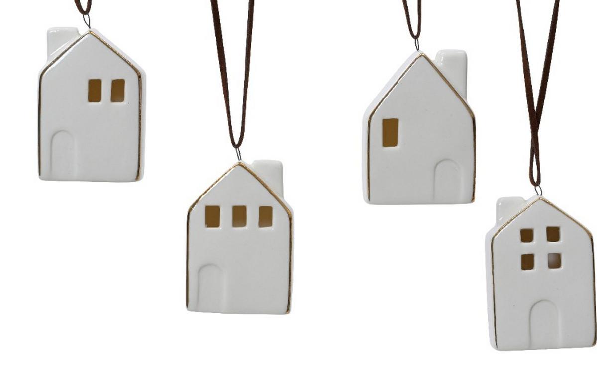 Ornamente brad de Crăciun Wish - alb, Basics, ceramică (4,00/2,50/5,50cm)