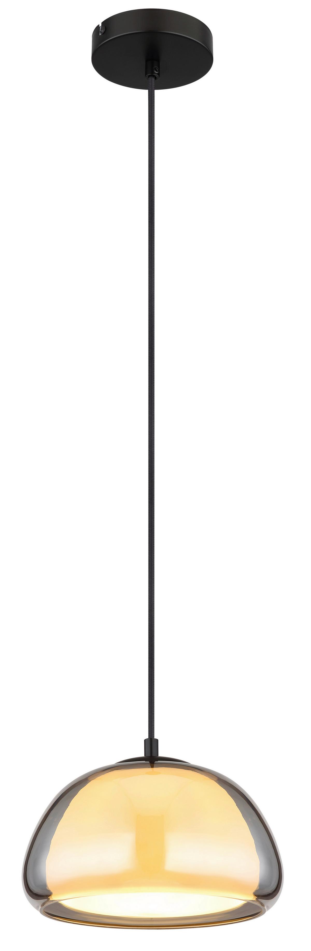 HÄNGELEUCHTE 15743H JELLA - Weiss/Schwarz, Konventionell, Glas/Textil (25/120cm) - Globo