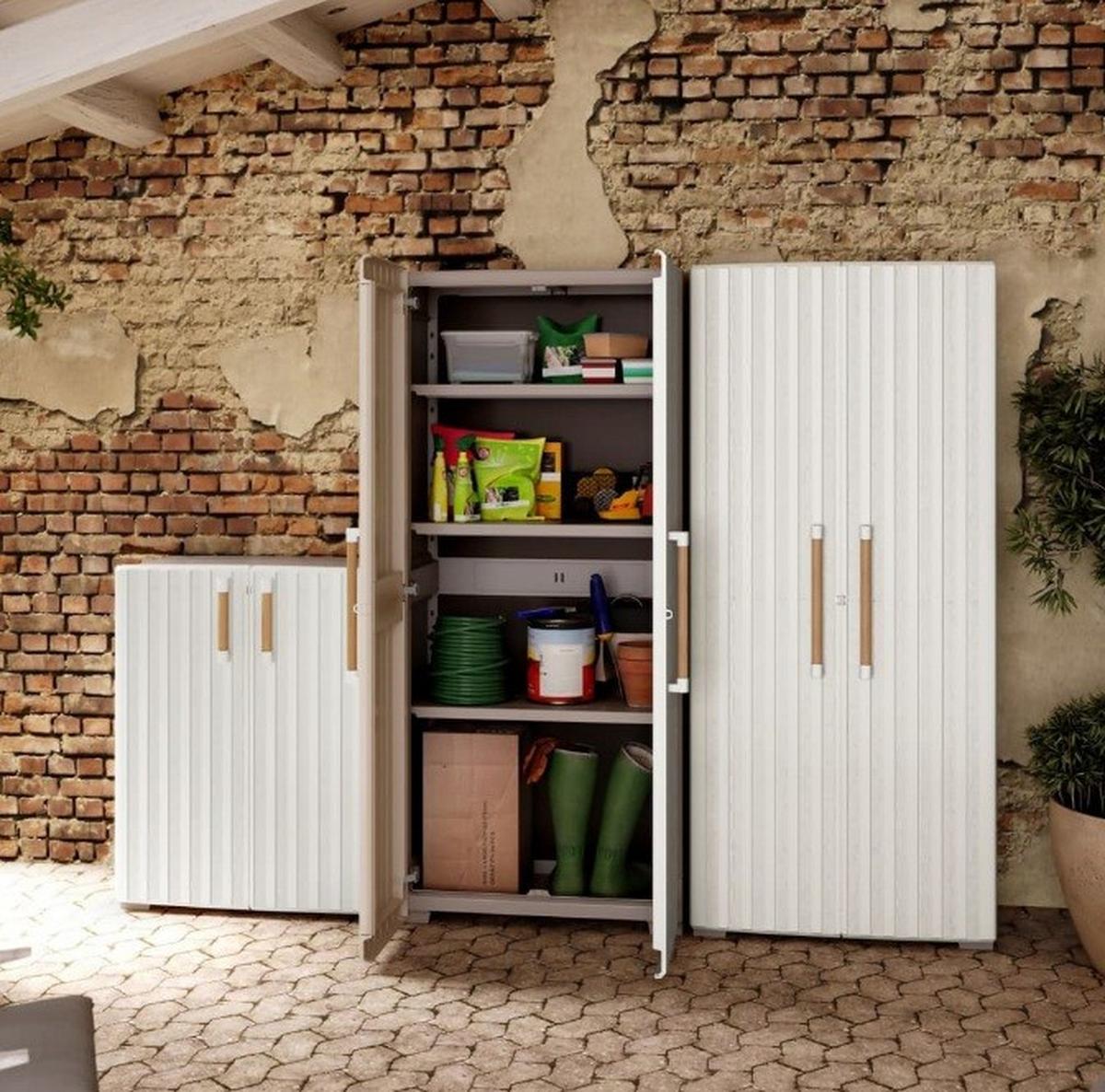 Tárolószekrény Keter Groove 255129 - bézs/homokszínű, műanyag (80/45/180cm) - Keter