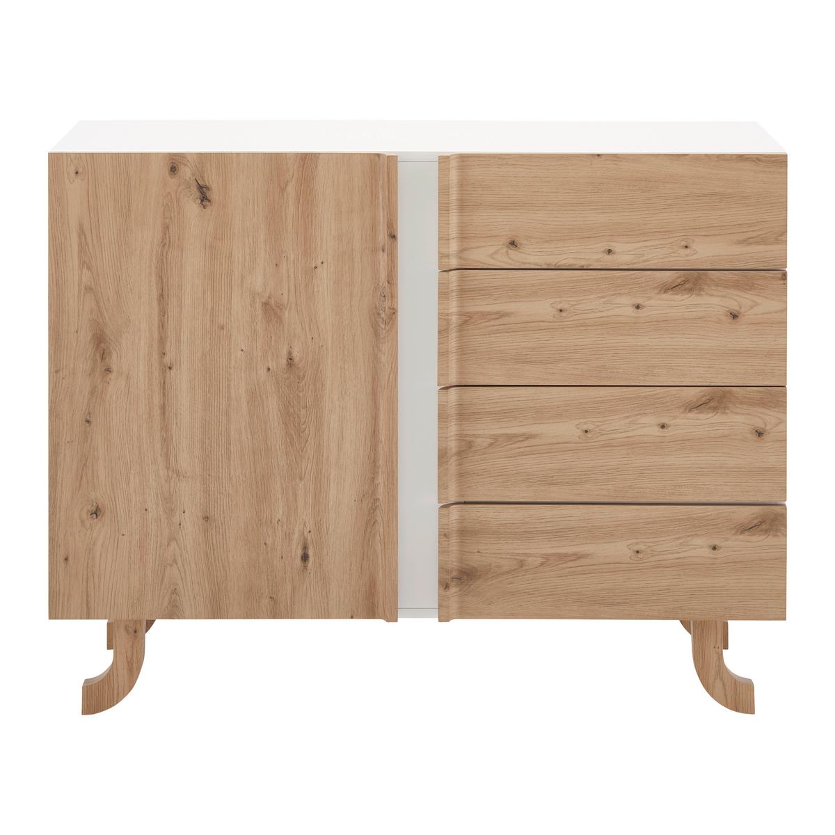 Sideboard Vira Weiß/Kieferfarben Echtholz - Weiß/Kieferfarben, MODERN, Holz (110/83/43cm) - Bessagi Home
