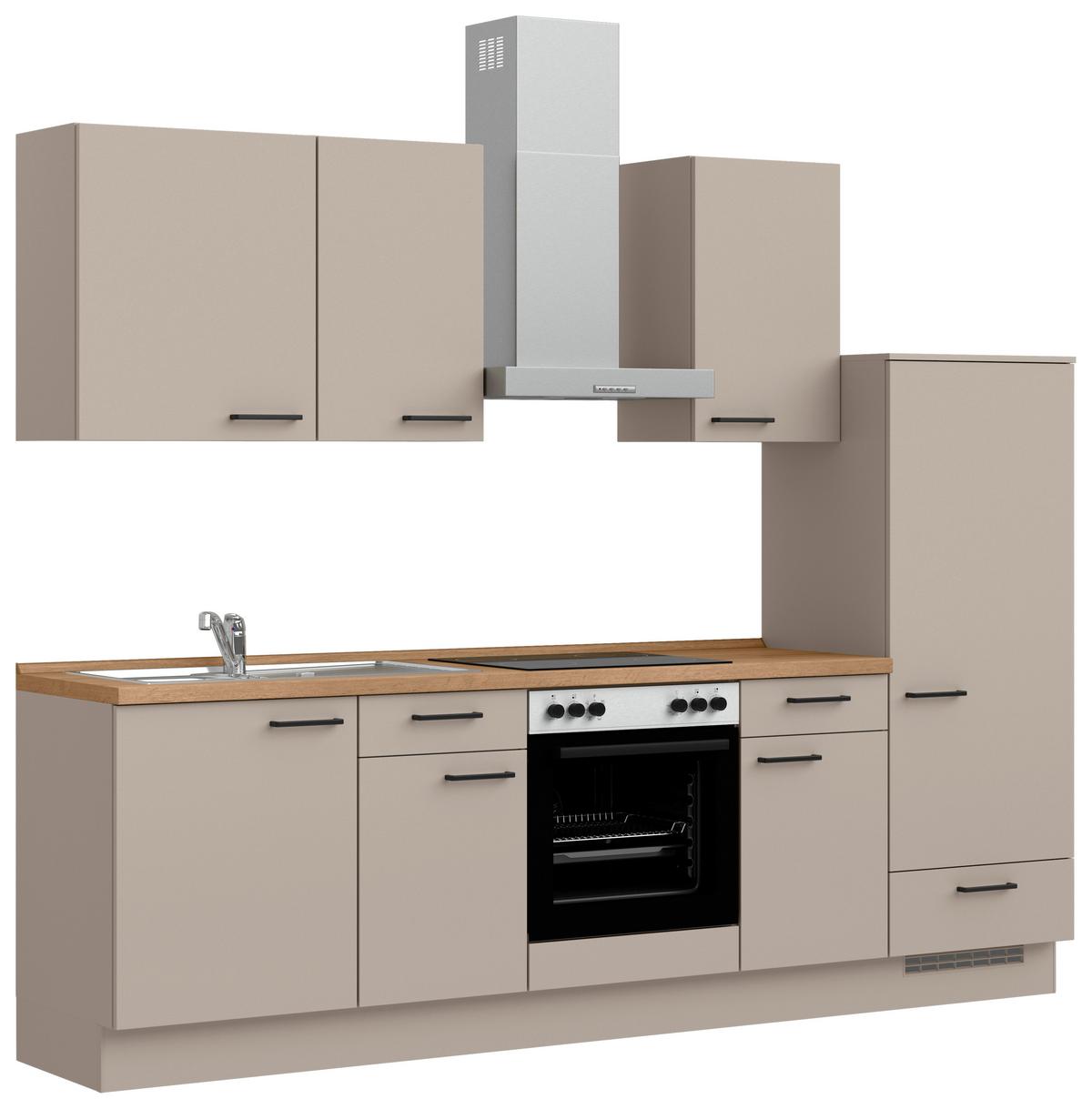 Küchenleerblock Easytouch Low o. Geräte Sandfarben - Sandfarben/Eichefarben, MODERN, Holzwerkstoff/Metall (270cm) - Nobilia